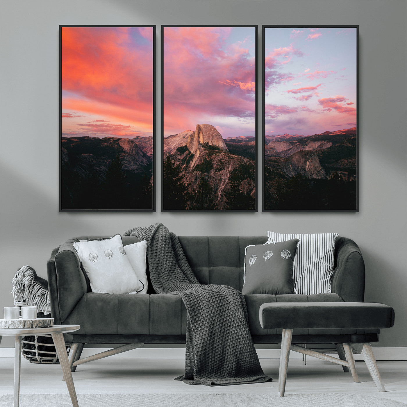 32786115-MGV-CV-36X24-Half Dome Wall Art Canvas Print, Framed Yosemite National Park Art Picture Print, Dramatic Sunset Perfect Adventurous Wilderness