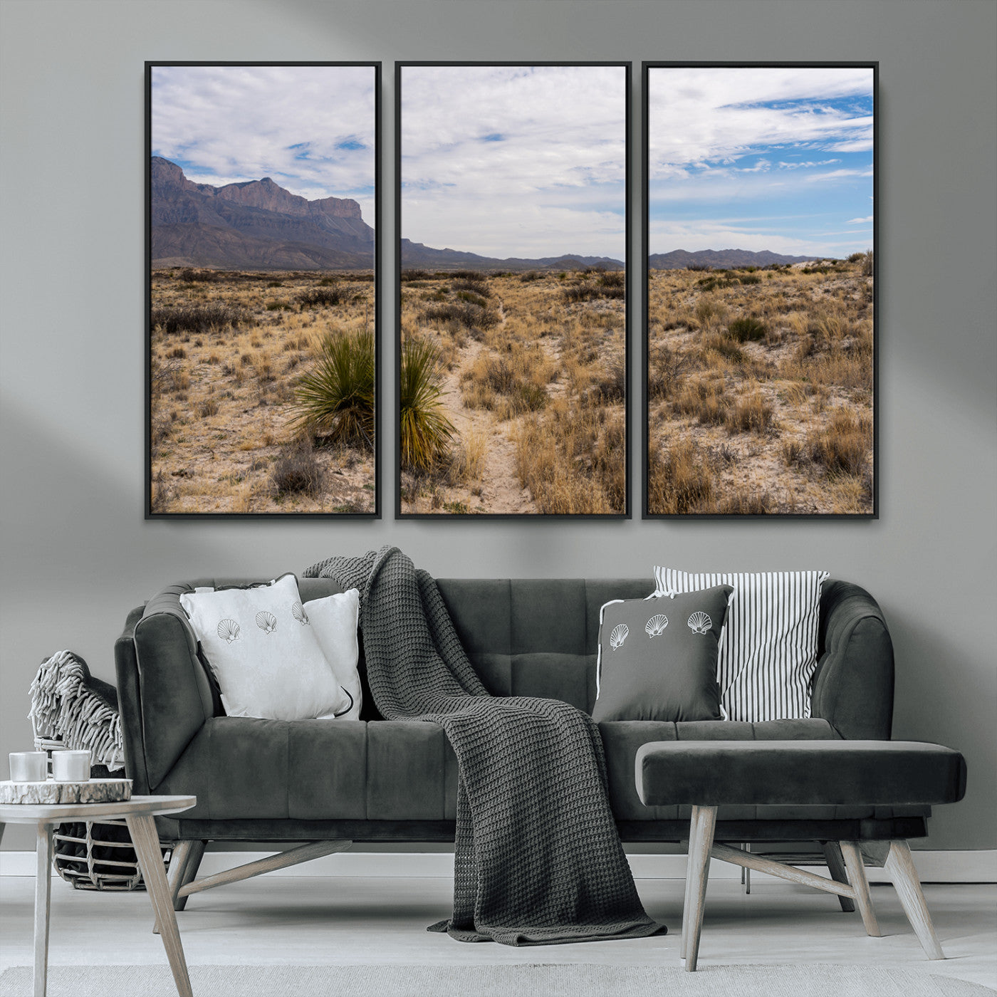 21606563-MGV-FC-48X32-3P_Black-Desert Mountain Wall Art – Southwest Landscape Photography Canvas Print, Rustic Nature Artwork Scenic Western Decor for Living