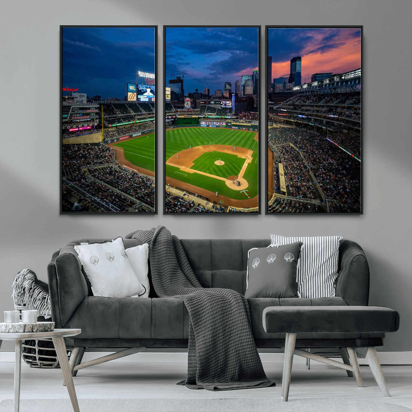 68222753-MGV-CV-36X24-Baseball Stadium Wall Art – Panoramic Night Game Canvas Print, Sports Decor for Man Cave, Office, Bar, or Living Room