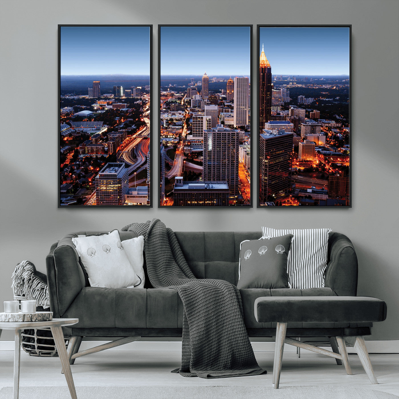 81886632-MGV-CV-36X24-Atlanta Skyline Wall Art – Vibrant City Lights Canvas Print, Modern Urban Cityscape Decor for Living Room, Office, or Apartment
