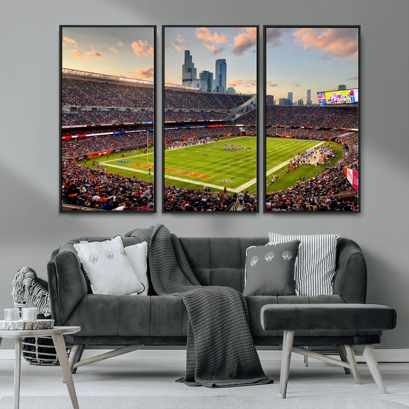 55377093-MGV-CV-36X24-Soldier Field Wall Art – Panoramic Chicago Bears Football Stadium Canvas Print, Game Day Sports Decor for Man Cave, Bar, Office,