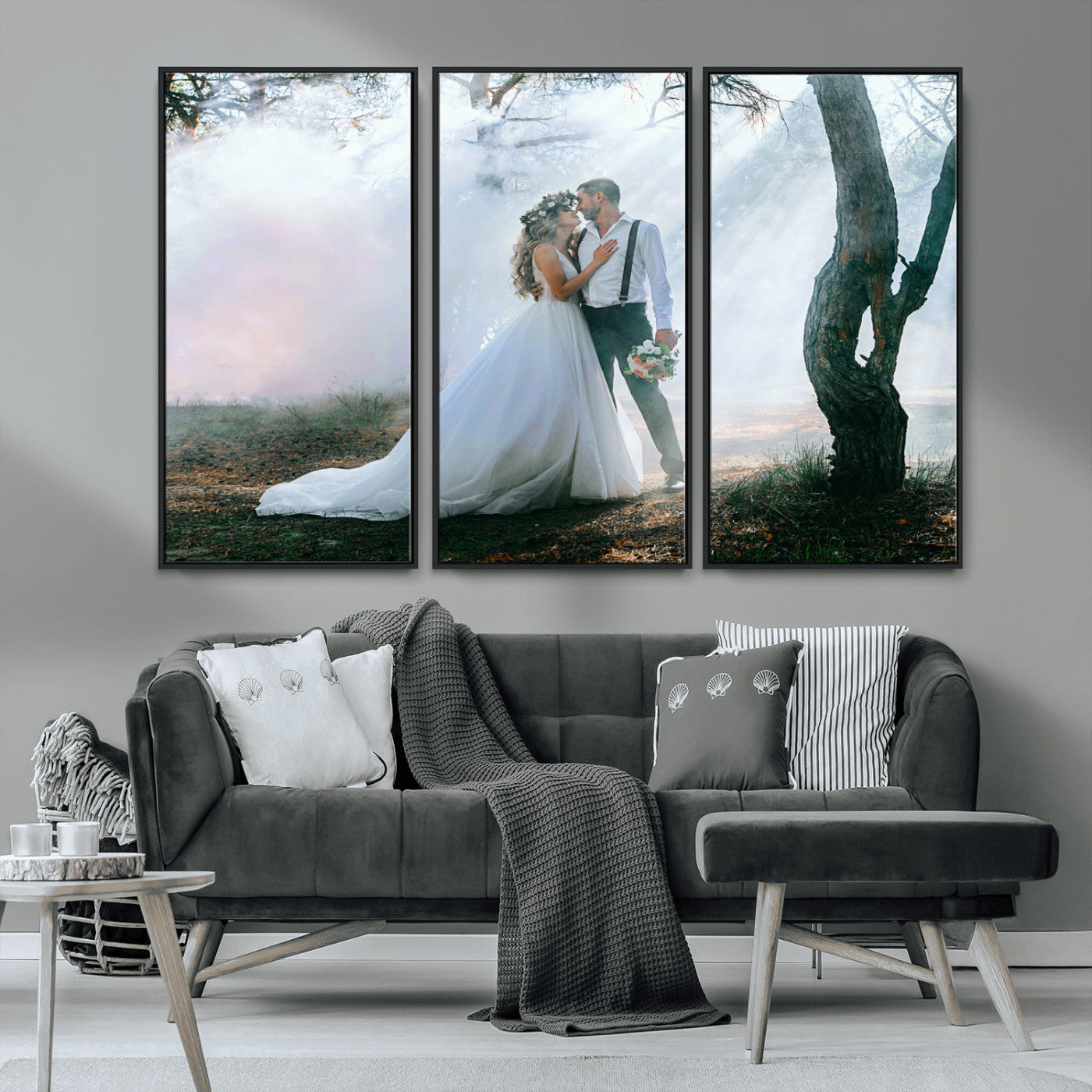CSTM913-MGV-CV-36X24-Framed Wedding Canvas Print - Custom Wall Art Keepsake for Couples, Elegant Home Decoration Gift, Create Your Own Photo Canvas