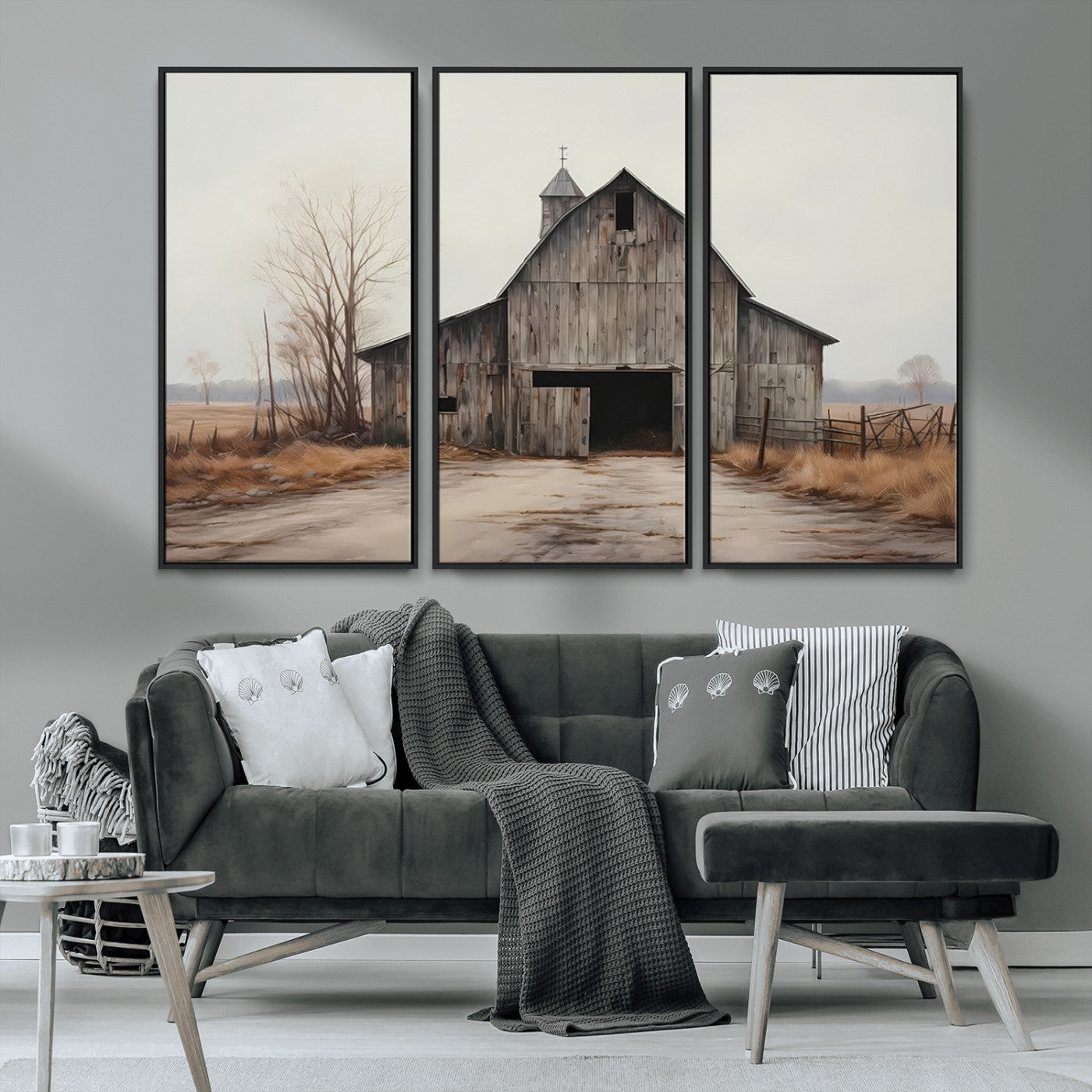 90499-MGV-CV-36X24-Old Barn Wall Art Canvas Print, Framed Rustic Barn Art Picture Print, Abandoned Farm Perfect Rustic Farmhouse Decor Artwork