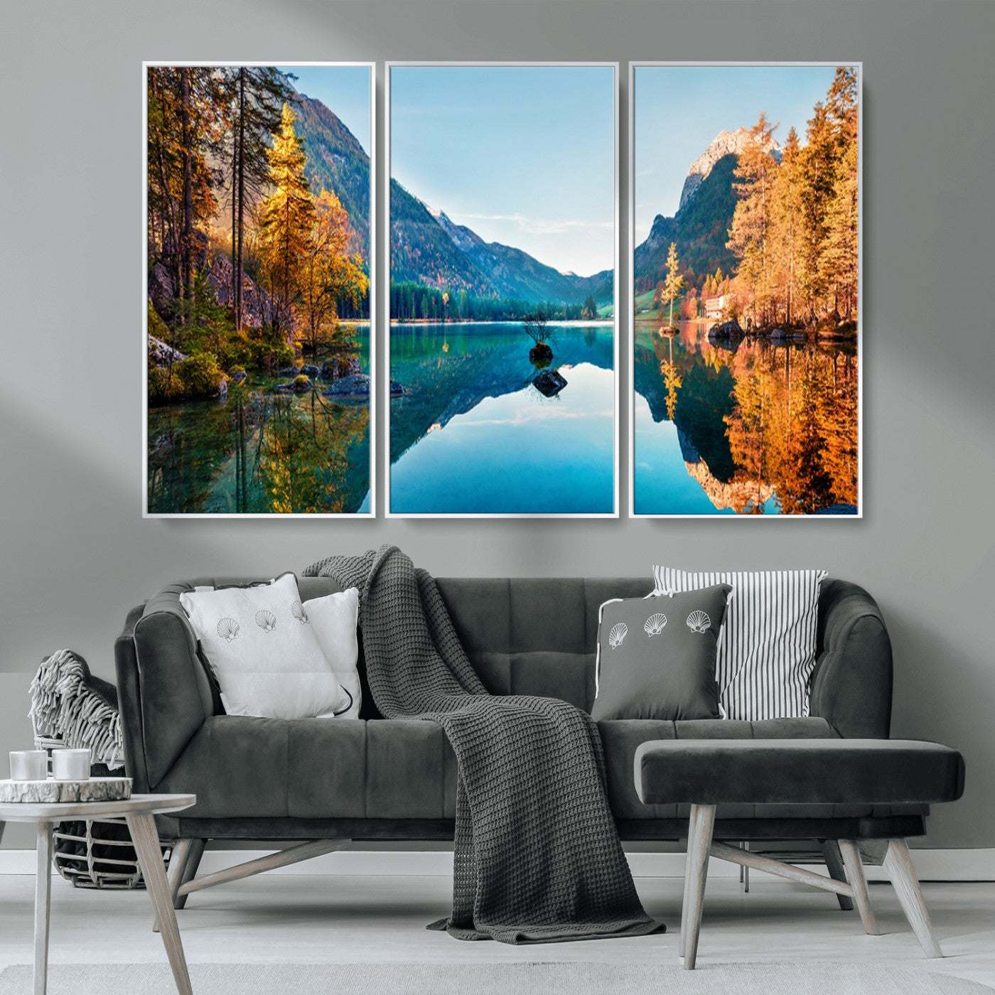 32962-MGV-CV-36X24-Mountain Lake Wall Art – Tranquil Autumn Landscape Canvas Print, Nature Reflection Decor for Living Room, Bedroom, Office or Cabin