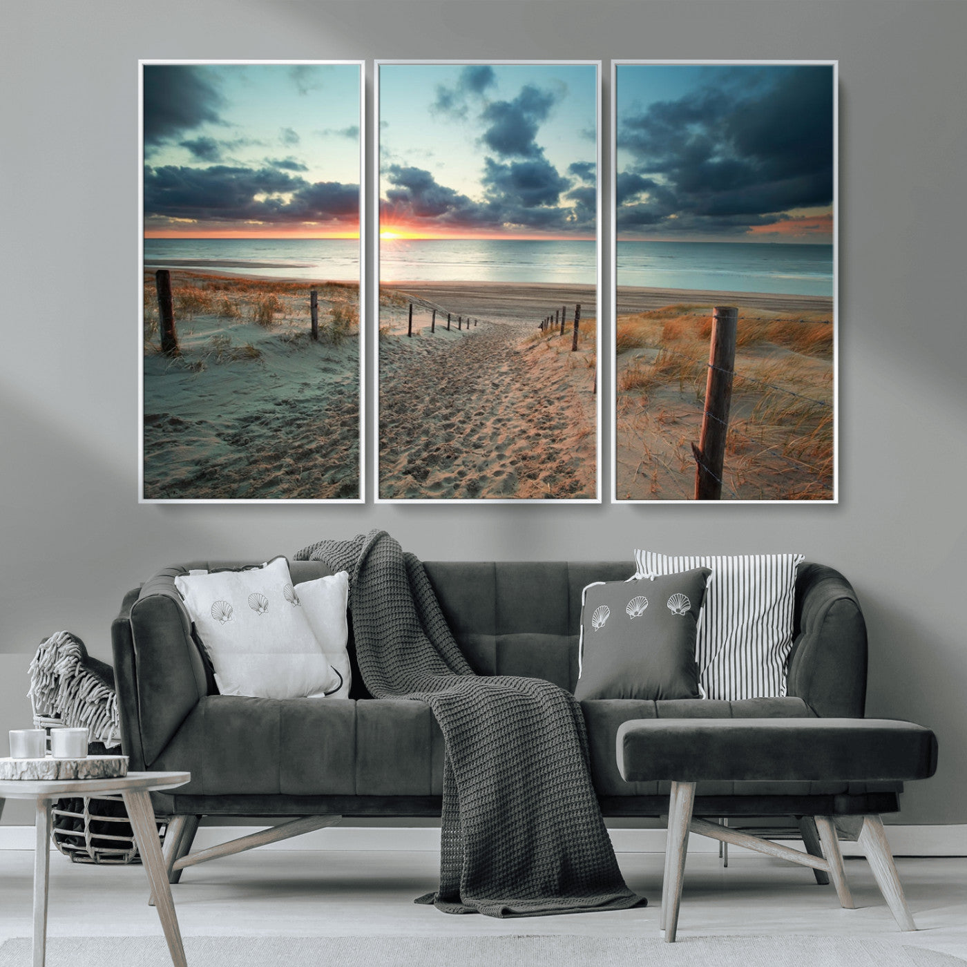 25788-MGV-CV-36X24-Sunset Beach Path Wall Art – Scenic Coastal Dunes and Ocean Canvas Print, Tranquil Seaside Landscape Decor for Living Room or