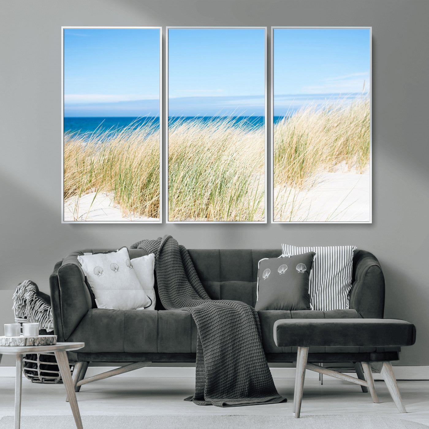 96913-MGV-CV-36X24-Coastal Dunes Wall Art – Serene Beach Grass and Blue Ocean Canvas Print, Relaxing Seaside Nature Decor for Living Room, Bedroom or