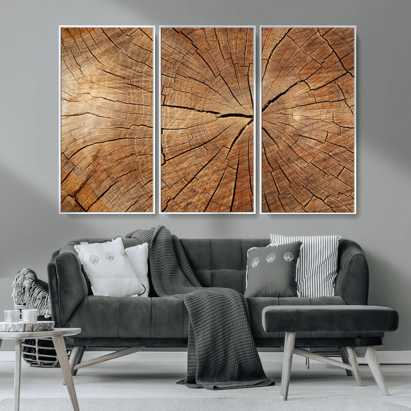 61710-MGV-CV-36X24-Tree Rings Wall Art – Rustic Wood Grain Canvas Print of Tree Trunk Cross Section, Nature Inspired Decor for Cabin, Office, Living