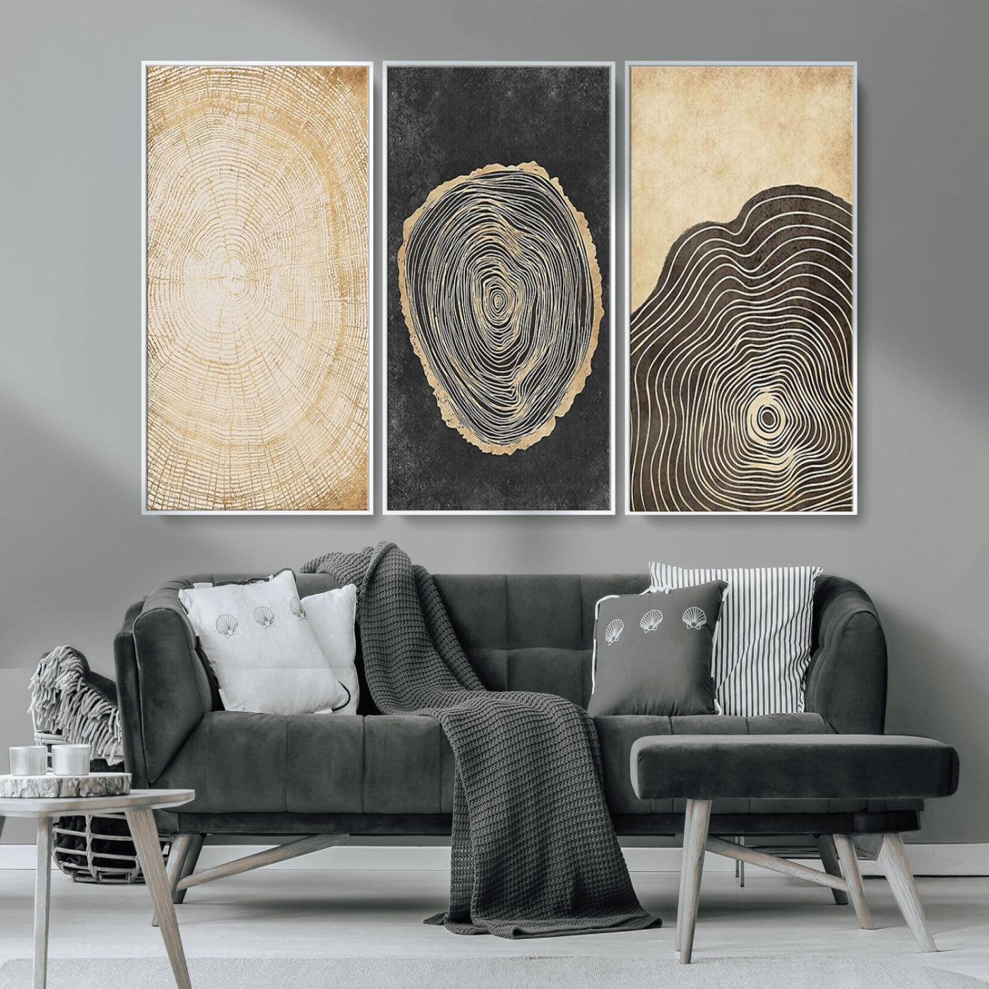 77785-MGV-CV-36X24-Tree Ring Abstract Wall Art – Rustic Wood Growth Pattern Canvas Prints, Modern Nature-Inspired Decor for Living Room or Office