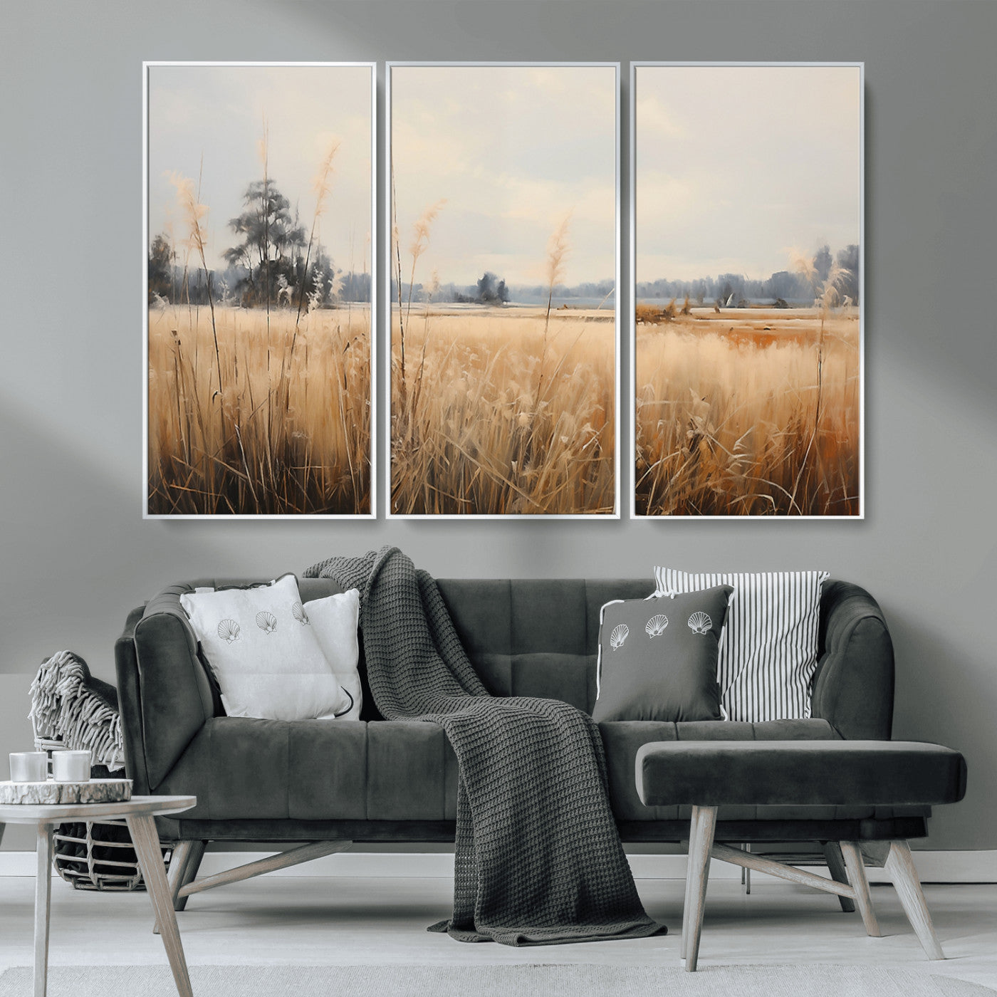 38193-MGV-CV-36X24-Golden Meadow Wall Art – Serene Grassland Landscape Canvas Print, Rustic Nature Decor for Bedroom, Living Room or Farmhouse