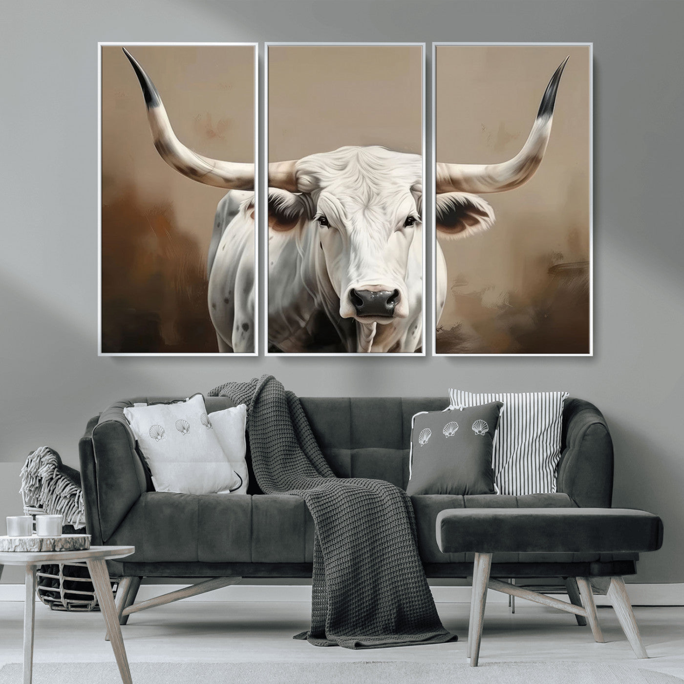 61423-MGV-CV-36X24-Longhorn Bull Wall Art – Rustic Western Texas Steer Canvas Print, Cowboy Farmhouse Decor for Living Room, Bedroom, Office or Ranch