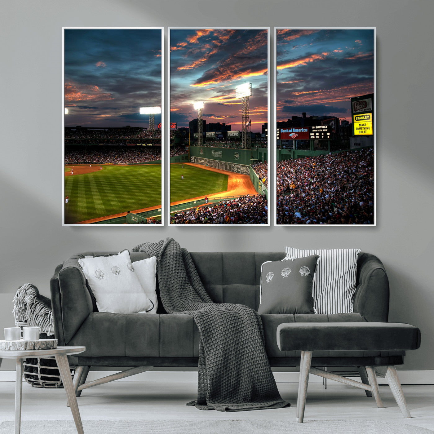 66781-MGV-CV-36X24-Baseball Stadium Wall Art – Canvas Print Evening Game Field Packed Crowd Sunset Sky Sports Photography, Dynamic Decor for Game