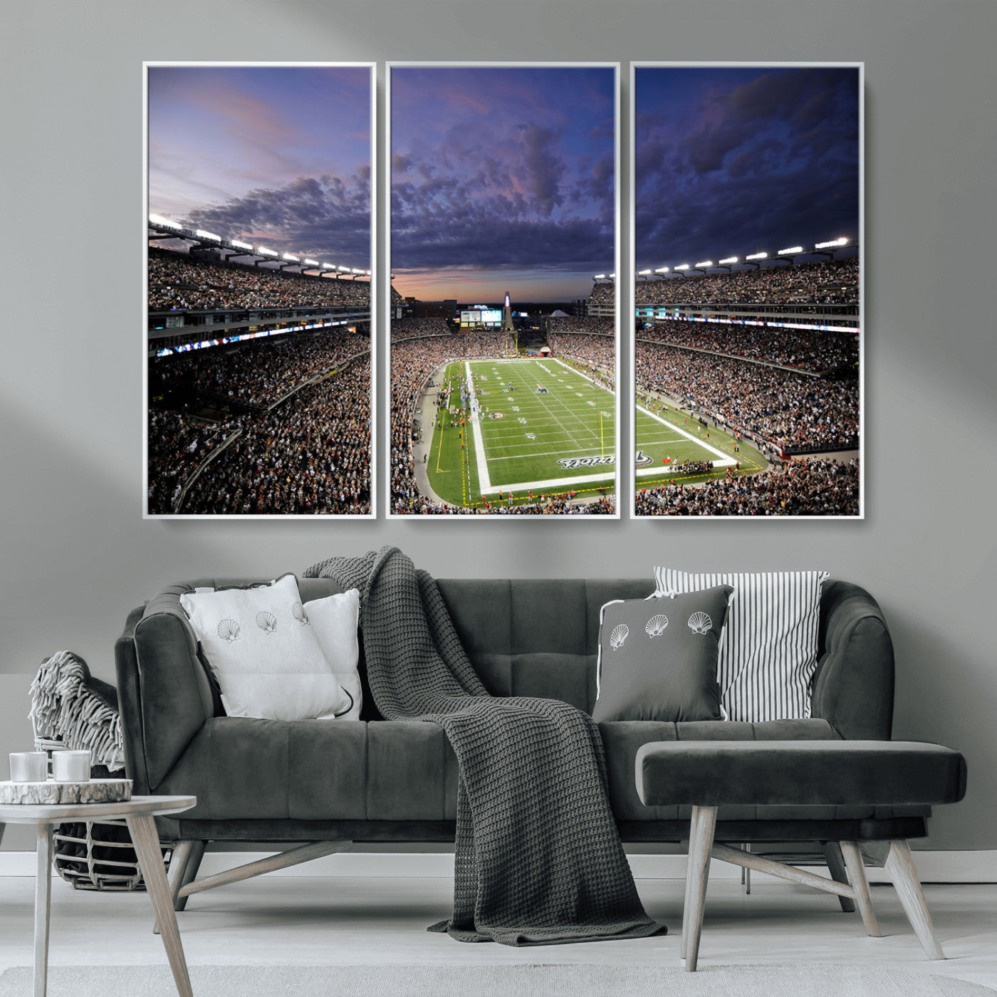 52712-MGV-CV-36X24-Gillette Stadium Field Wall Art Canvas Print, Framed Massachusetts Stadium Art Picture Print, Gillette Stadium Perfect Sport Room