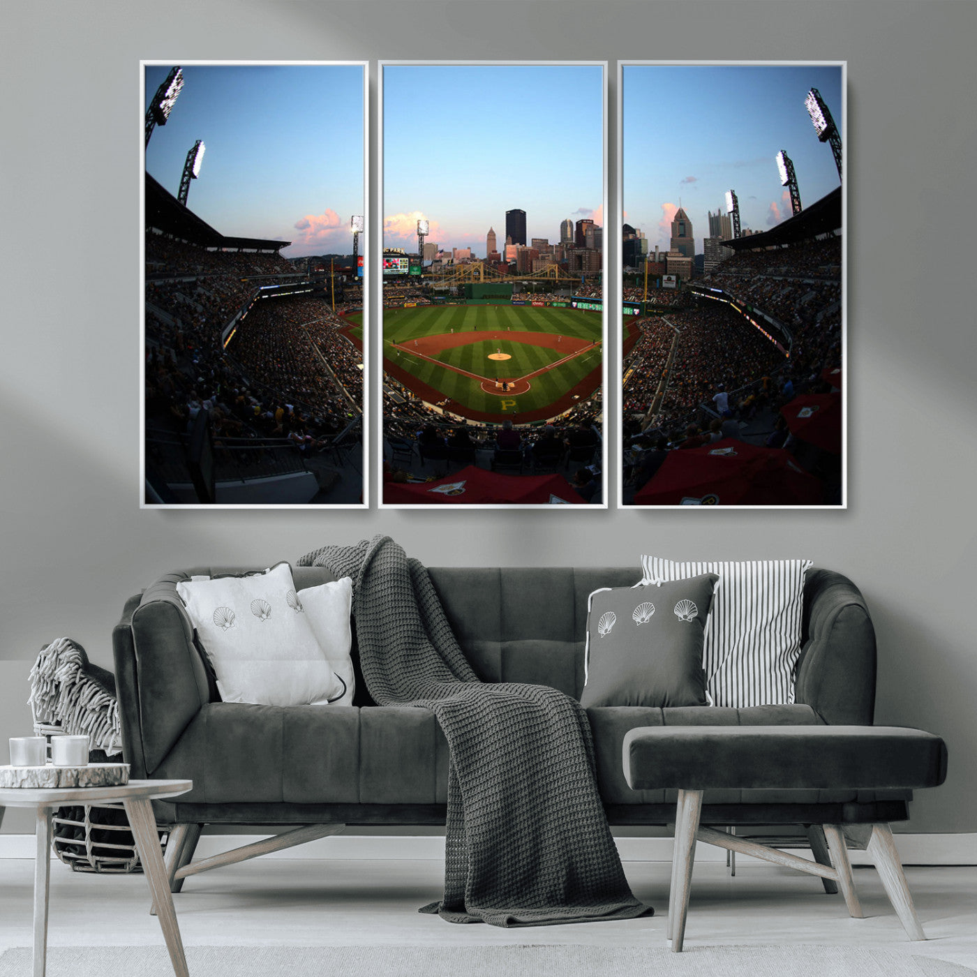 67670-MGV-CV-36X24-PNC Park Stadium Wall Art Canvas Print, Framed Pittsburgh Pirates Stadium Art Picture Print, PNC Park Field Perfect Sport Room