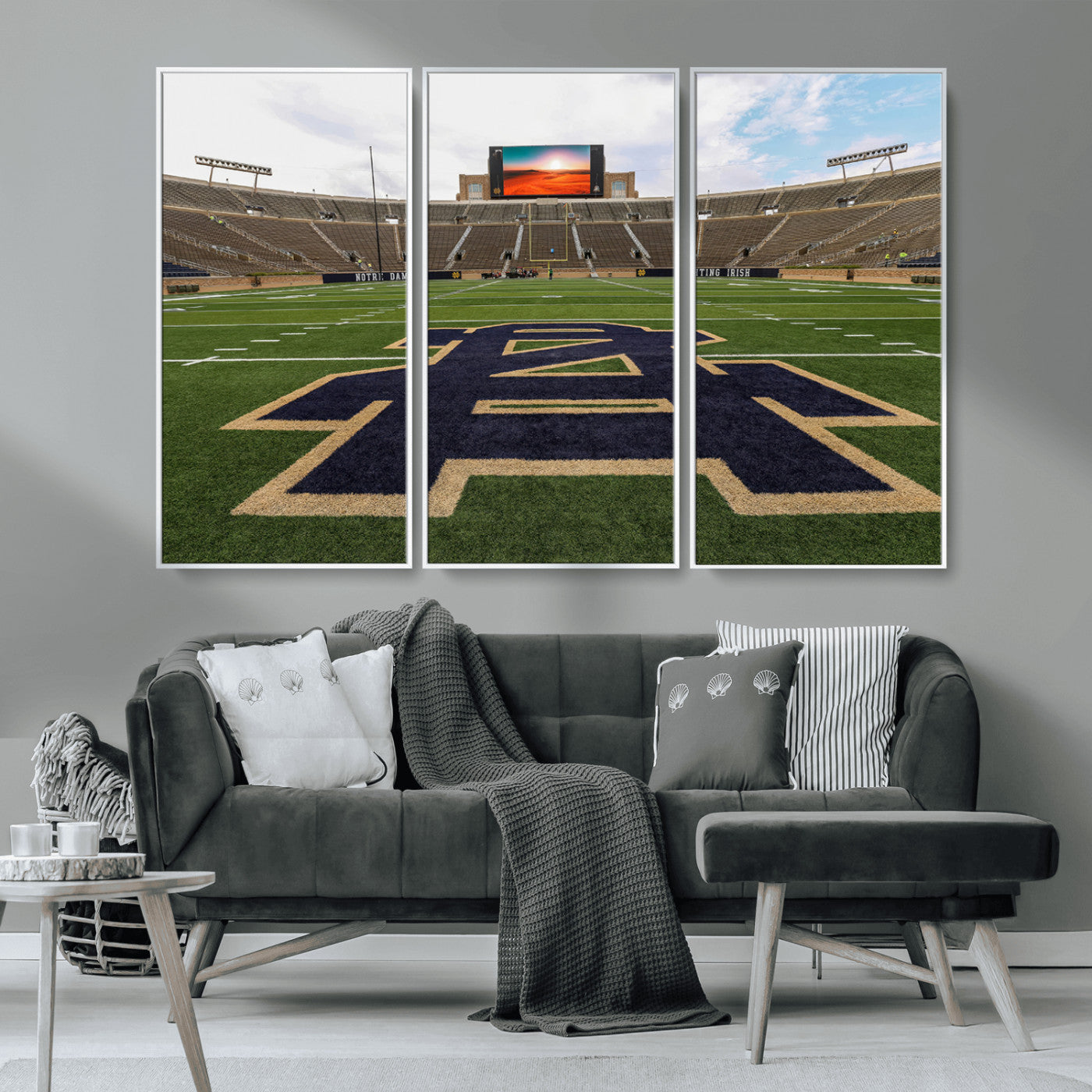 52835-MGV-CV-36X24-Notre Dame Stadium Wall Art Canvas Print, Framed Indiana Stadium Art Picture Print, Notre Dame Field Perfect Sport Room Decor