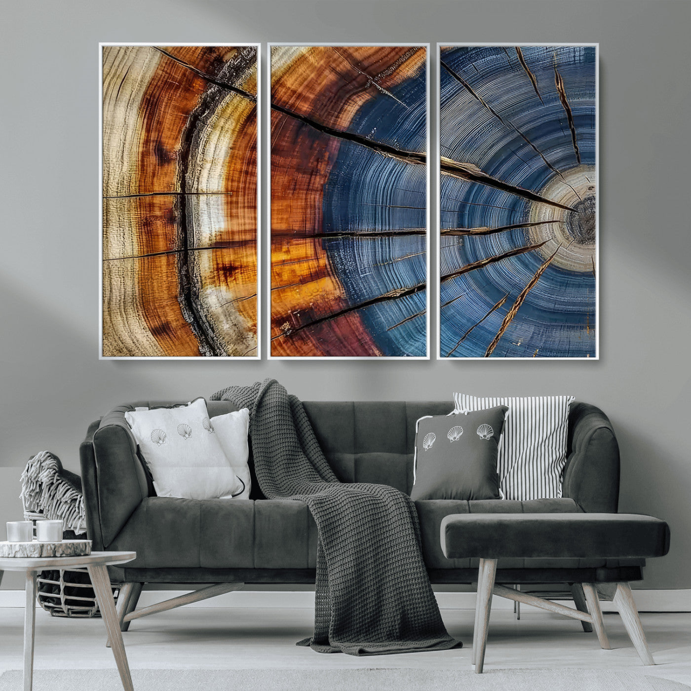 96890915-MGV-CV-36X24-Abstract Tree Ring Wall Art – Rustic Nature Canvas Print with Wood Grain Texture, Modern Earth Tone Artwork for Office, Living