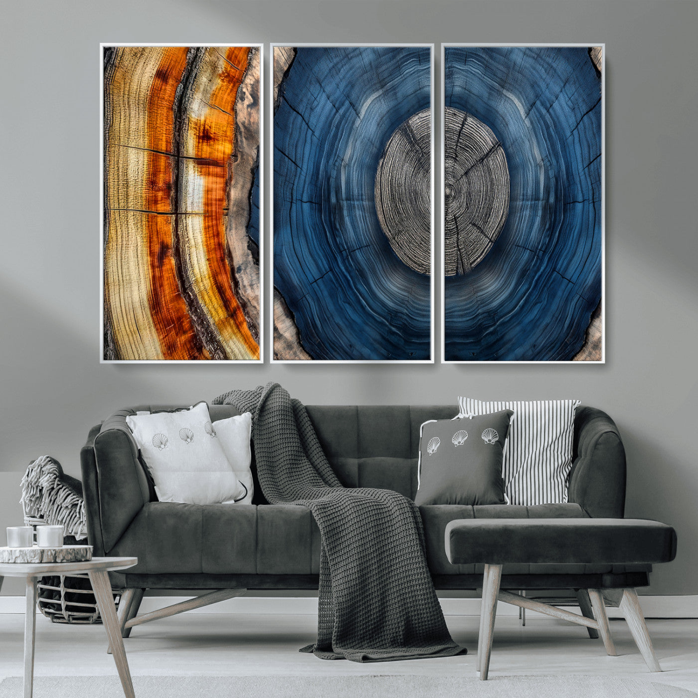 84489410-MGV-CV-36X24-Framed Abstract Tree Ring Wall Art Print, Natural Rustic Wood Texture Canvas Print, Wood Tree Stump Farmhouse, Log Cabin Wooden