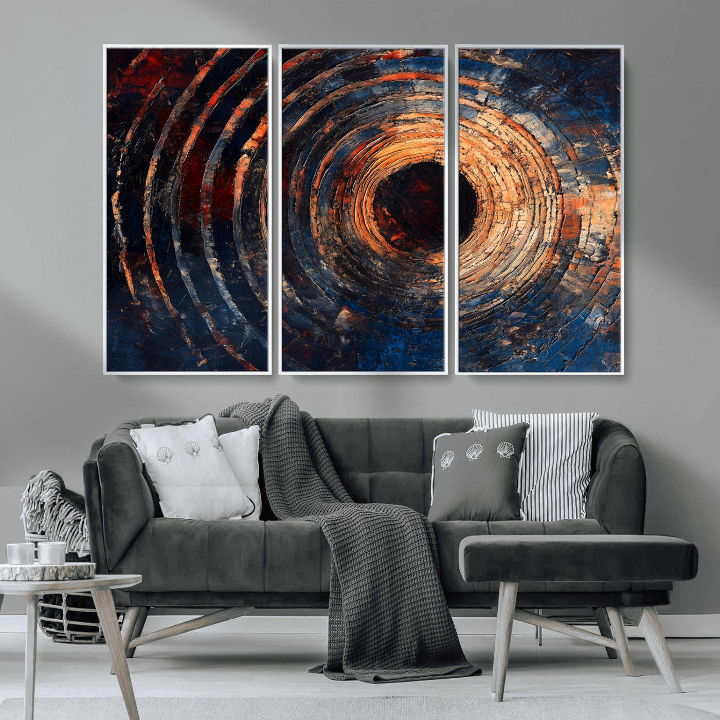 10017879-MGV-CV-36X24-Wood Tree Ring Wall Art Canvas Print, Framed Natural Wood Art Picture Print, Rustic Tree Slice Perfect Rustic Decor Artwork