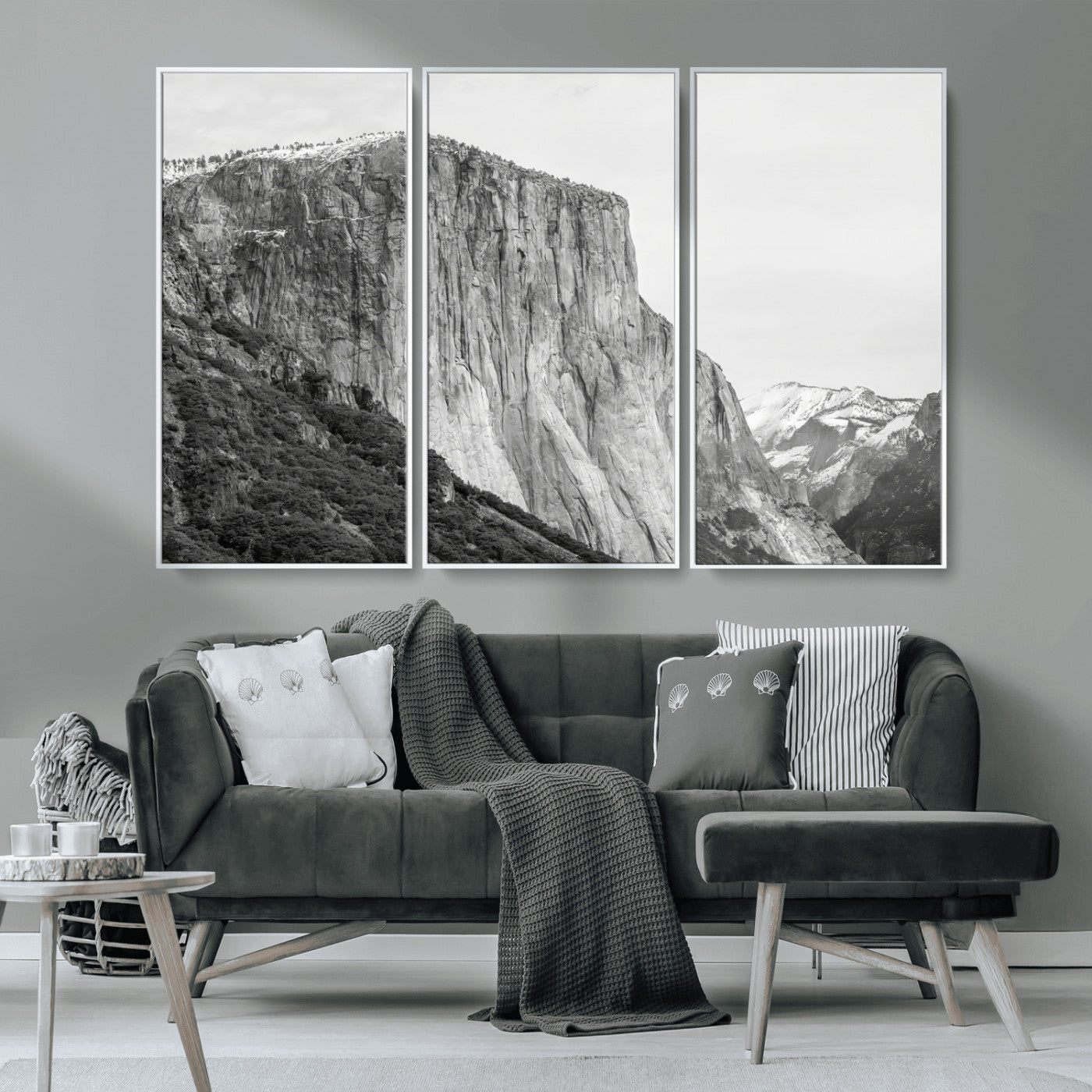 39393420-MGV-CV-36X24-El Capitan Wall Art Canvas Print, Framed Yosemite Cliff Art Picture Print, Monochrome Mountain Perfect Monochrome Sierra Decor