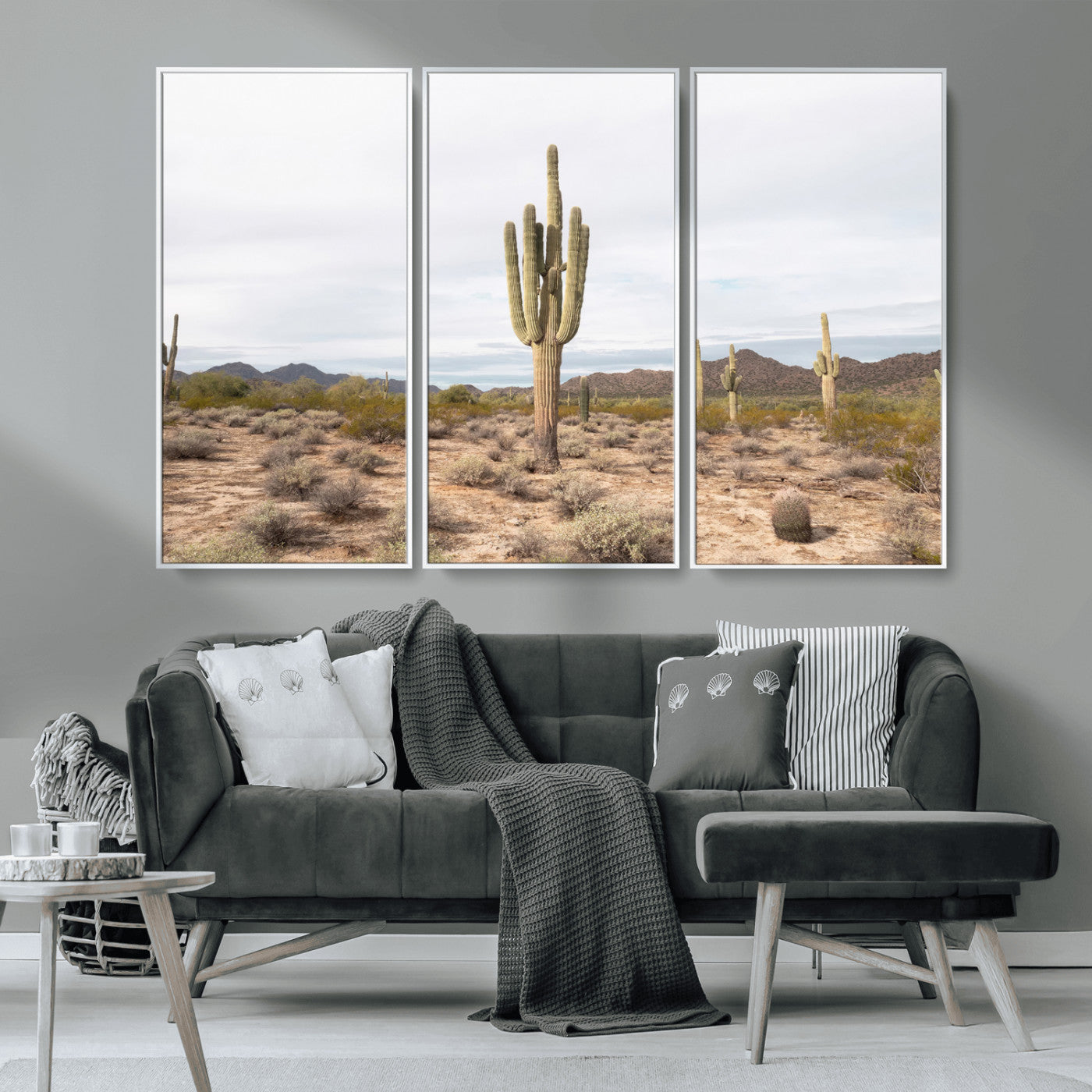 96147924-MGV-CV-36X24-Saguaro Cactus Wall Art Canvas Print, Framed Desert Cactus Art Picture Print, Earthy Desert Perfect Southwestern Boho Decor