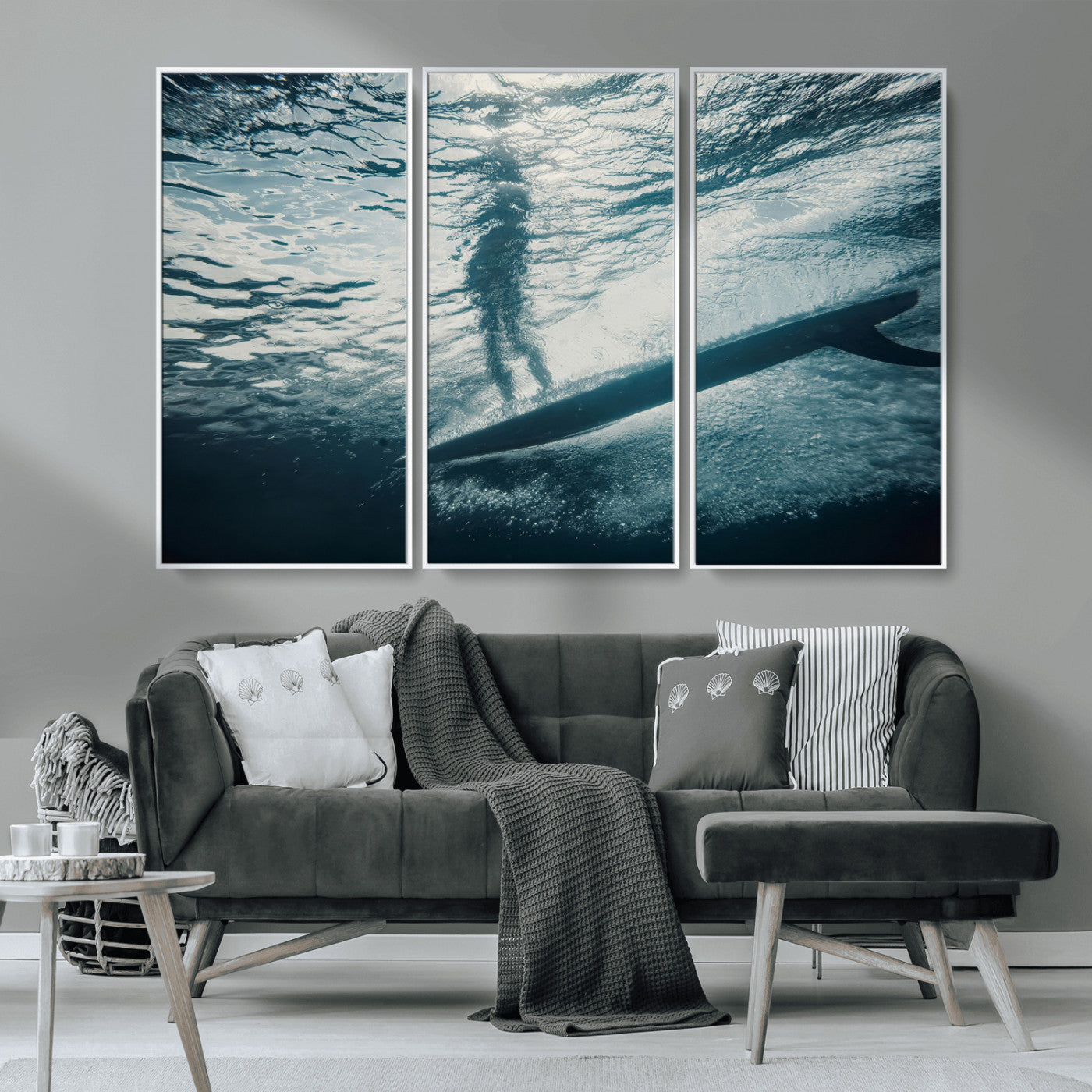 71192524-MGV-CV-36X24-Submerged Surf Wall Art Canvas Print, Framed Underwater Perspective Art Picture Print, Ocean Surf Perfect Coastal Adventure Decor