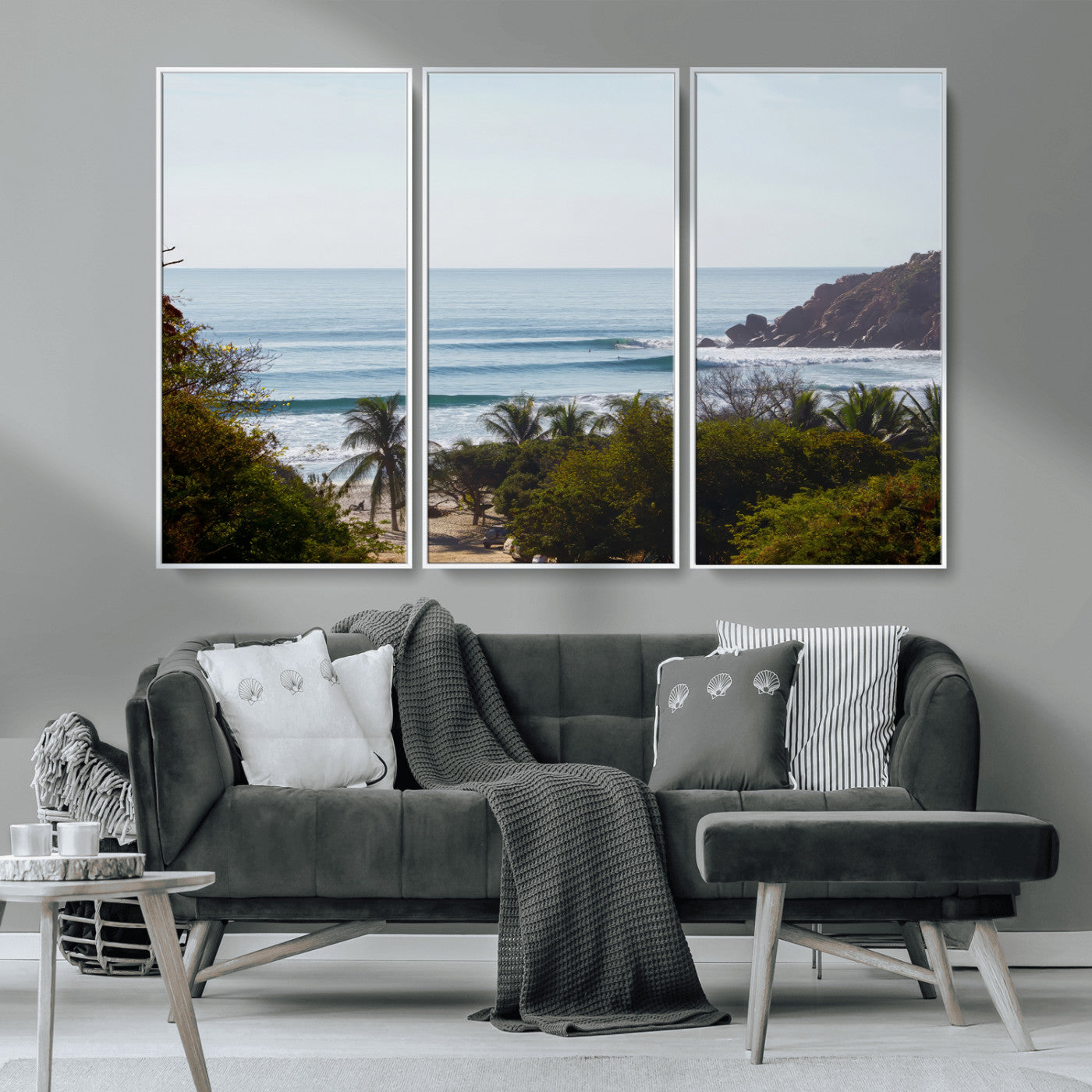 88336640-MGV-CV-36X24-Tropical Beach Scene Wall Art Canvas Print, Framed Coastal Photography Art Picture Print, Ocean Horizon Art Perfect Coastal Boho