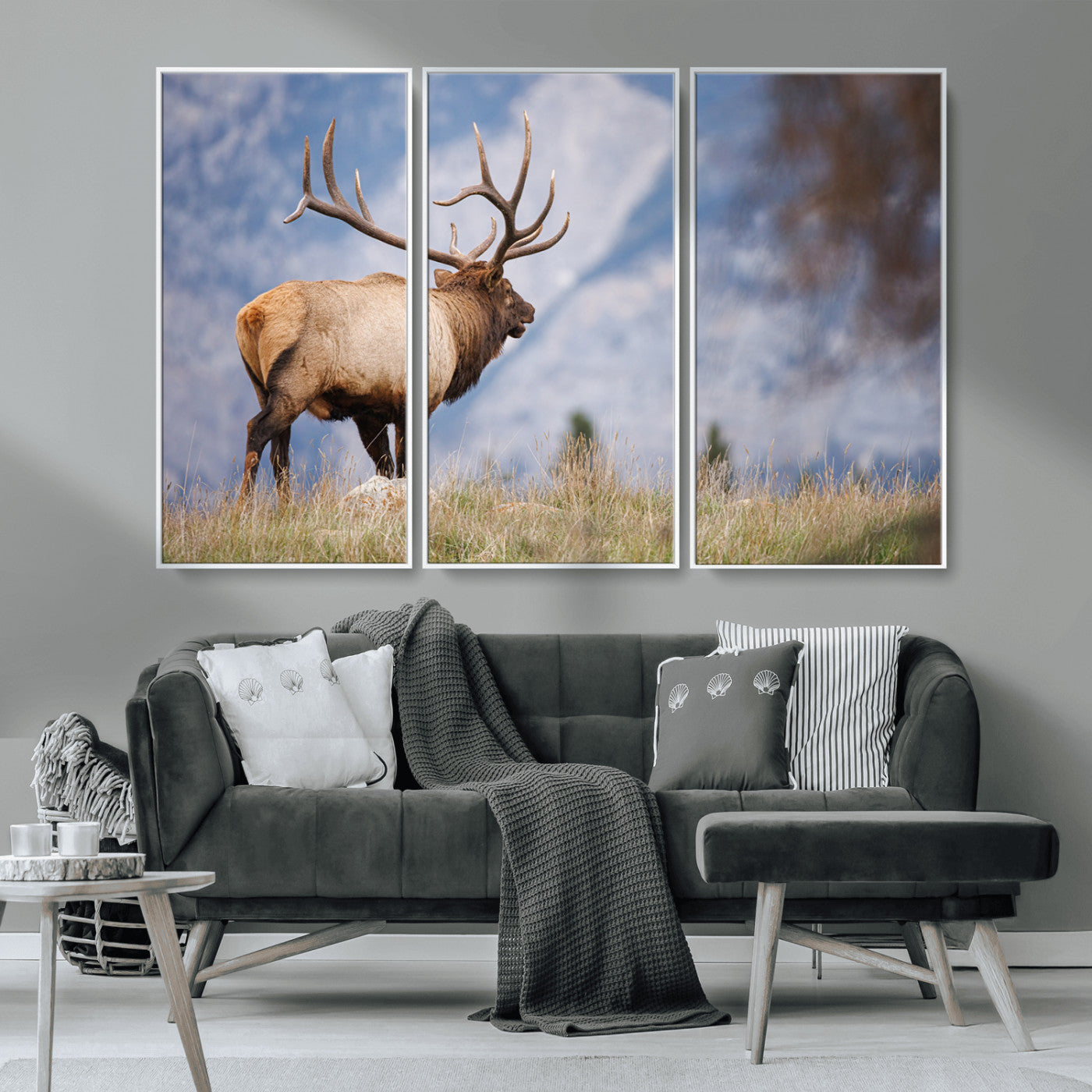 26365841-MGV-CV-36X24-Mountain Elk Art Wall Art Canvas Print, Framed Rustic Wildlife Print Art Picture Print, Lodge Style Decor Perfect Rustic Lodge