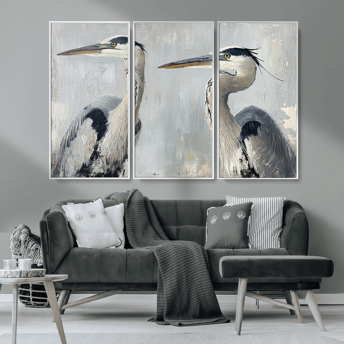 19427826-MGV-CV-36X24-Bird Canvas Decor Wall Art Canvas Print, Framed Coastal Bird Pair Art Picture Print, Minimalist Wildlife Wall Perfect Coastal