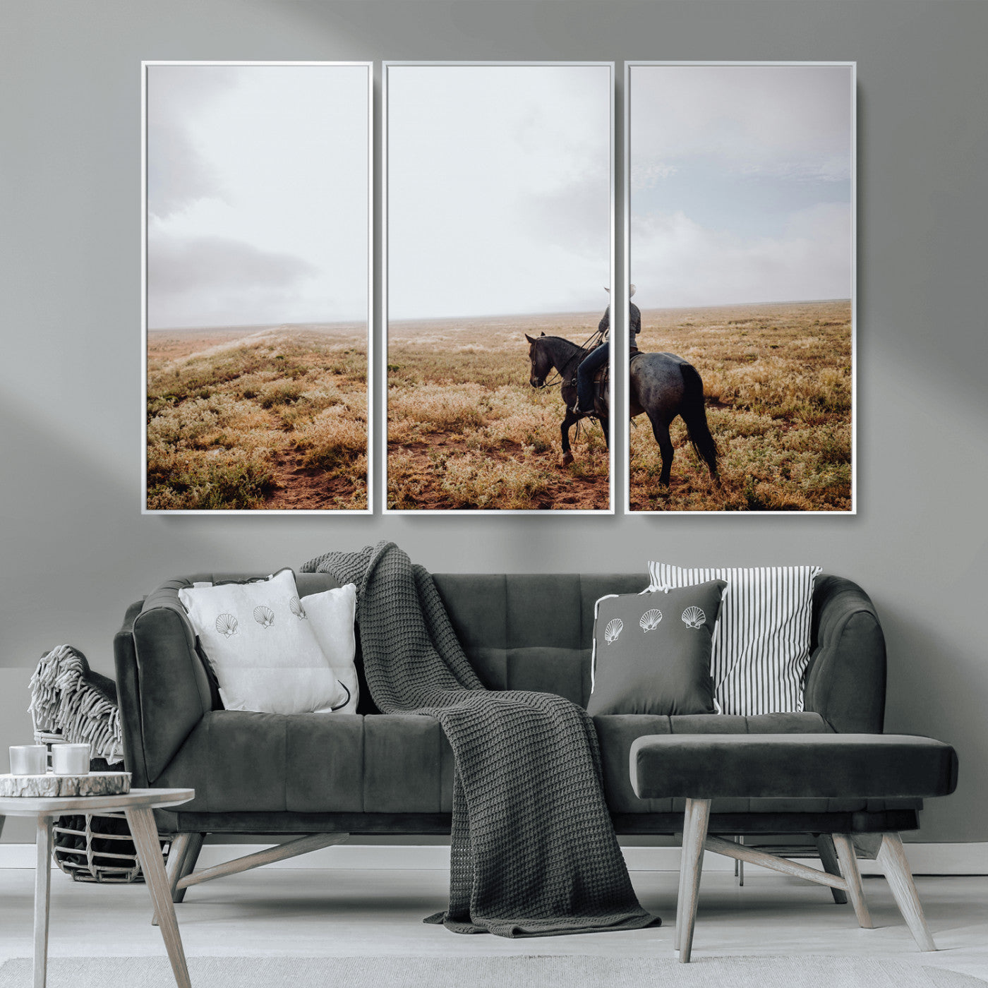 57597730-MGV-CV-36X24-Cowboy Wall Art Wall Art Canvas Print, Framed Western Canvas Art Picture Print, Rustic Ranch Scene Perfect Rustic Western Decor