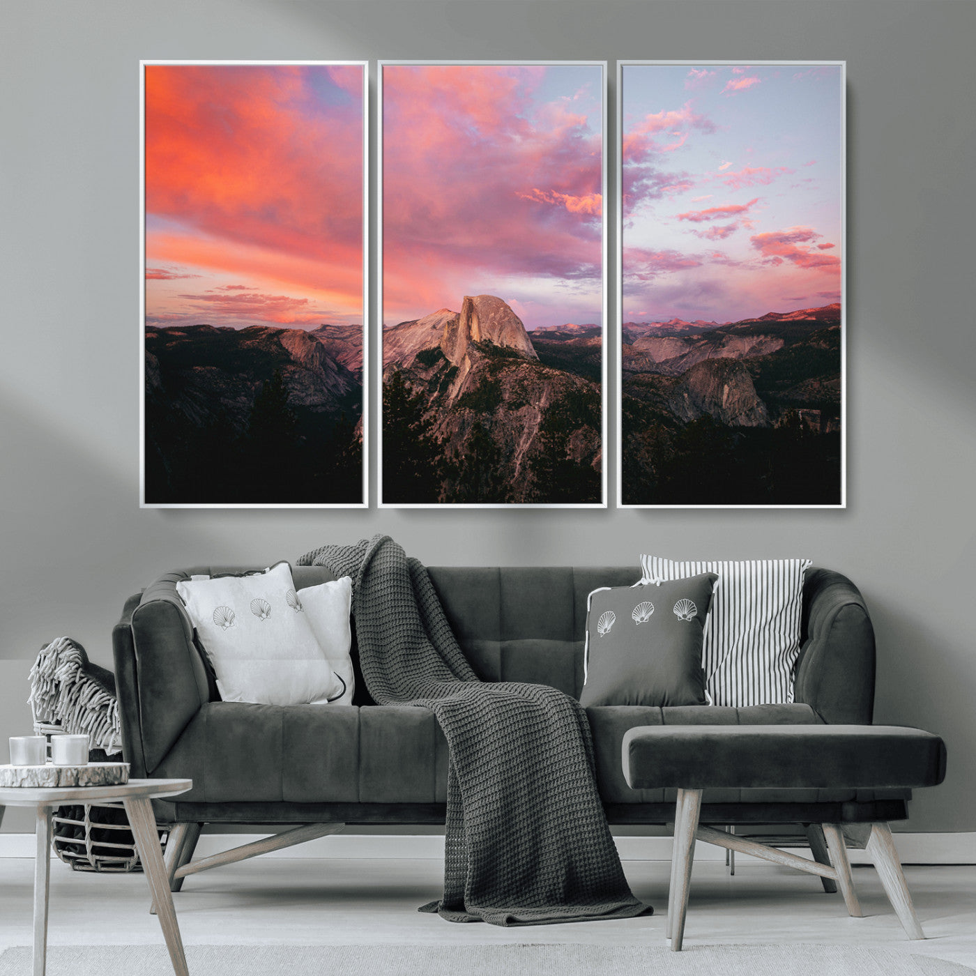 32786115-MGV-CV-36X24-Half Dome Wall Art Canvas Print, Framed Yosemite National Park Art Picture Print, Dramatic Sunset Perfect Adventurous Wilderness