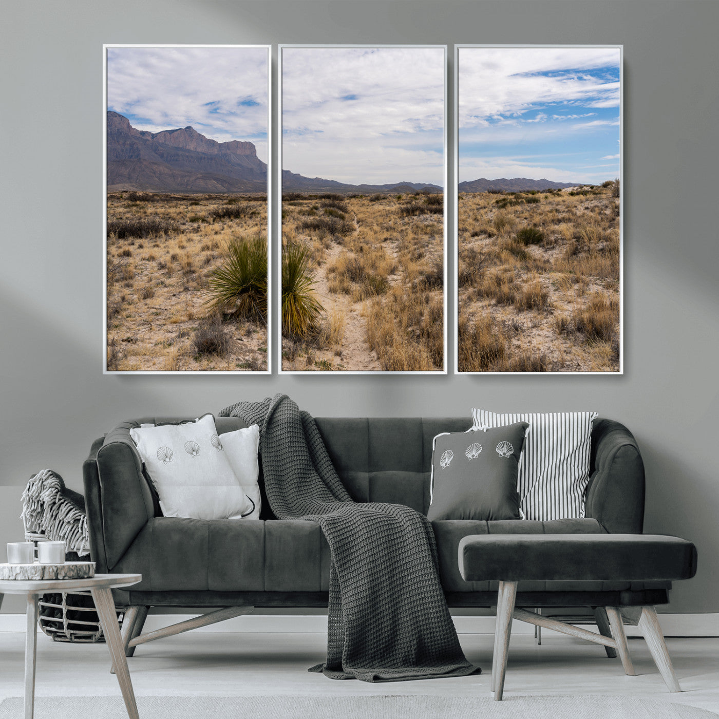 21606563-MGV-FC-48X32-3P_White-Desert Mountain Wall Art – Southwest Landscape Photography Canvas Print, Rustic Nature Artwork Scenic Western Decor for Living