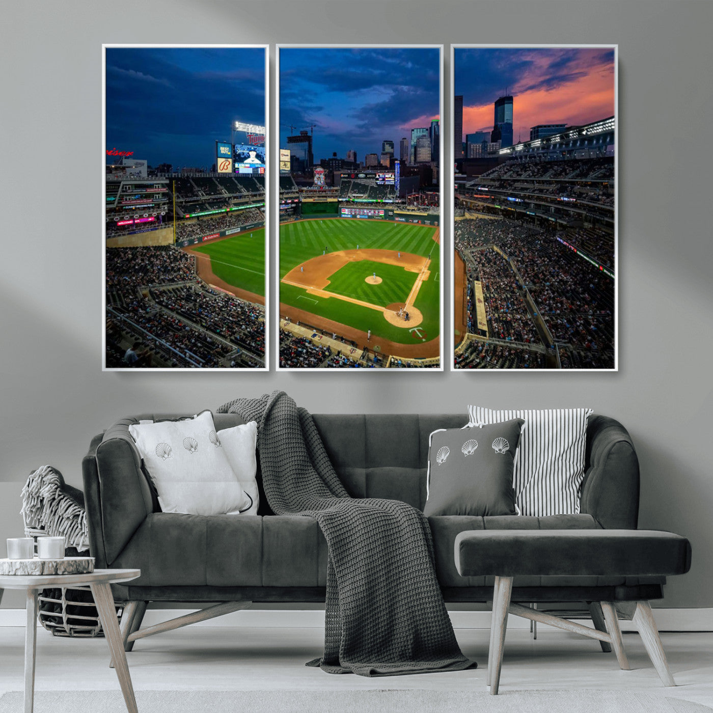 68222753-MGV-CV-36X24-Baseball Stadium Wall Art – Panoramic Night Game Canvas Print, Sports Decor for Man Cave, Office, Bar, or Living Room