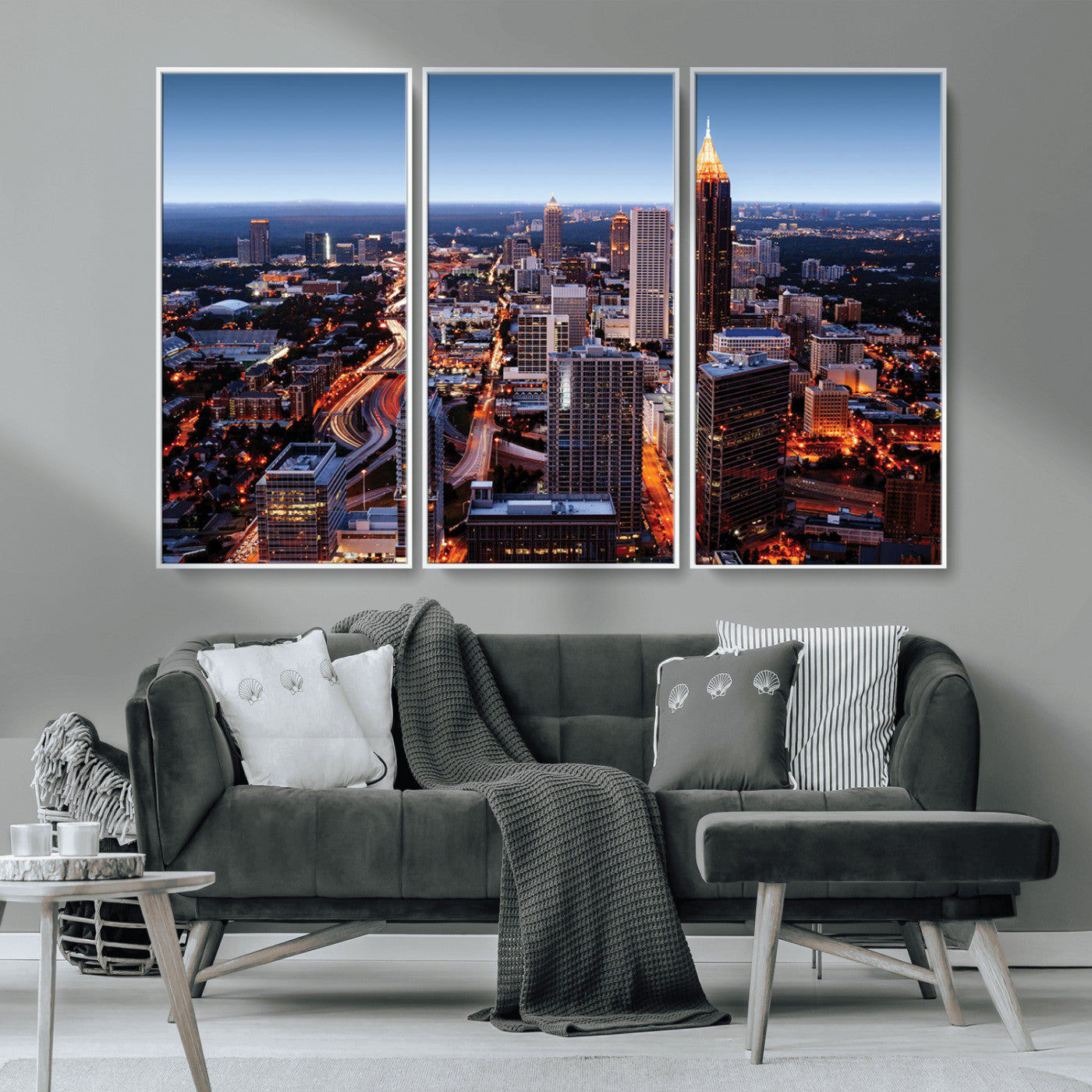 81886632-MGV-CV-36X24-Atlanta Skyline Wall Art – Vibrant City Lights Canvas Print, Modern Urban Cityscape Decor for Living Room, Office, or Apartment