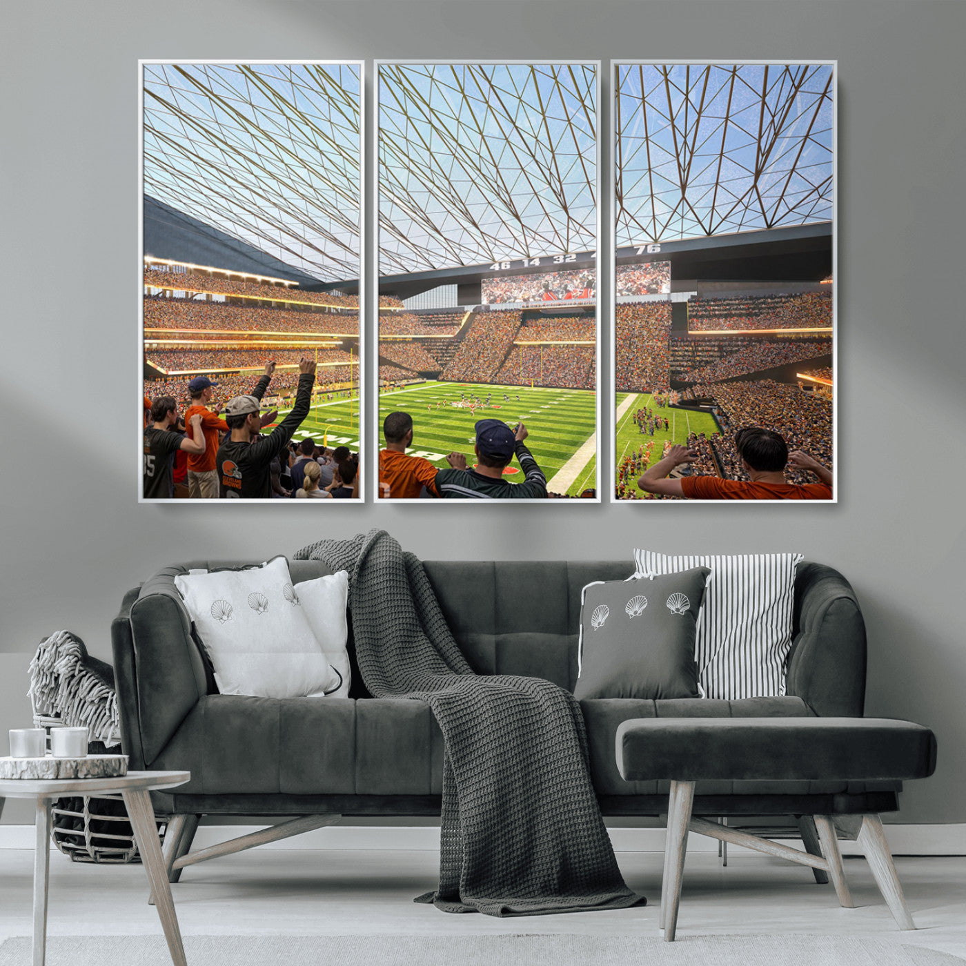 81960112-MGV-CV-36X24-Futuristic Football Stadium Wall Art – Modern Dome Arena Canvas Print, Chicago Bears Concept Design Sports Decor for Man Cave or