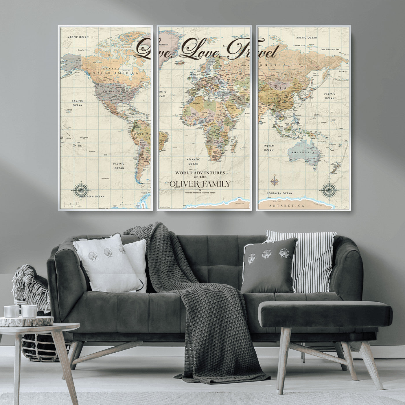 19479008-MGV-FC-48X32-3P_White-Live Love Travel Wall Art – Detailed World Map Canvas Print, Adventure Decor for Living Room, Office or Bedroom, Travel Gift for