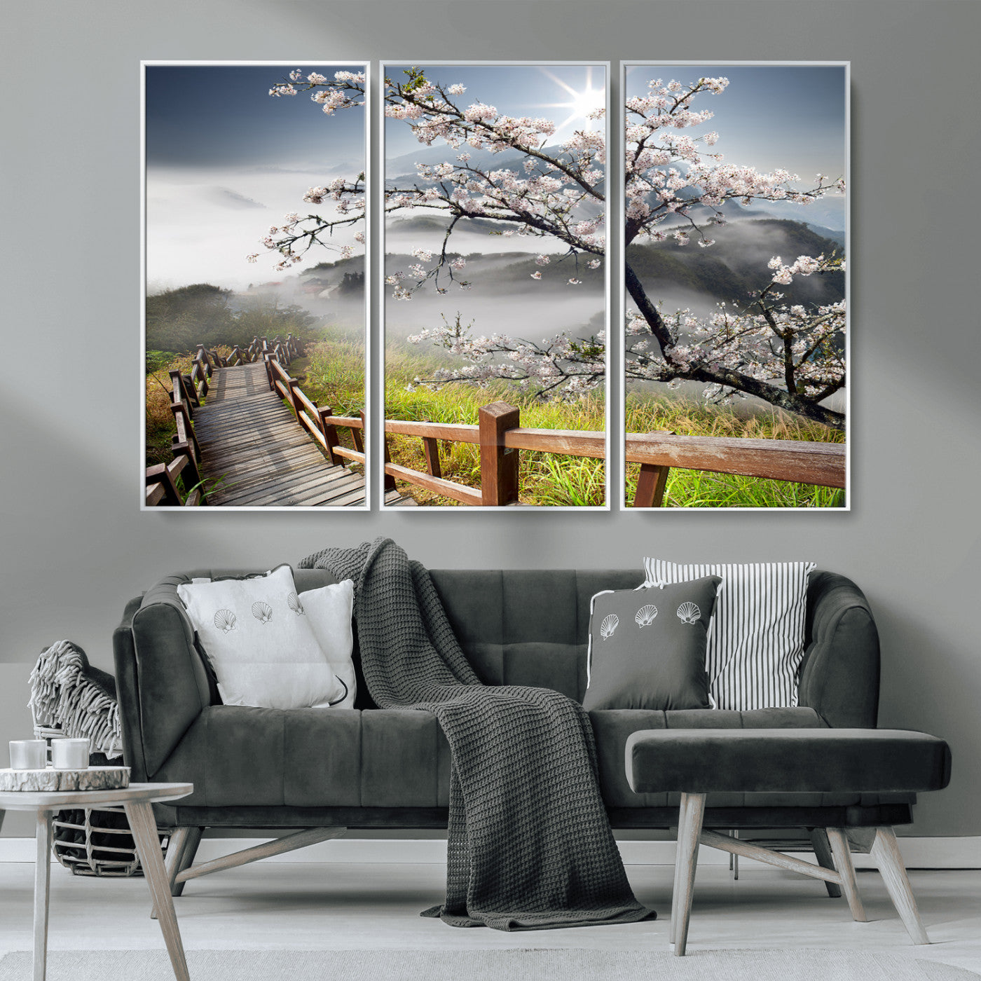 34632598CRY-MGV-CV-36X24-Sakura Cherry Blossom Pathway Canvas Wall Art – Tranquil Walk Through Blossoming Nature – Ready to Hang