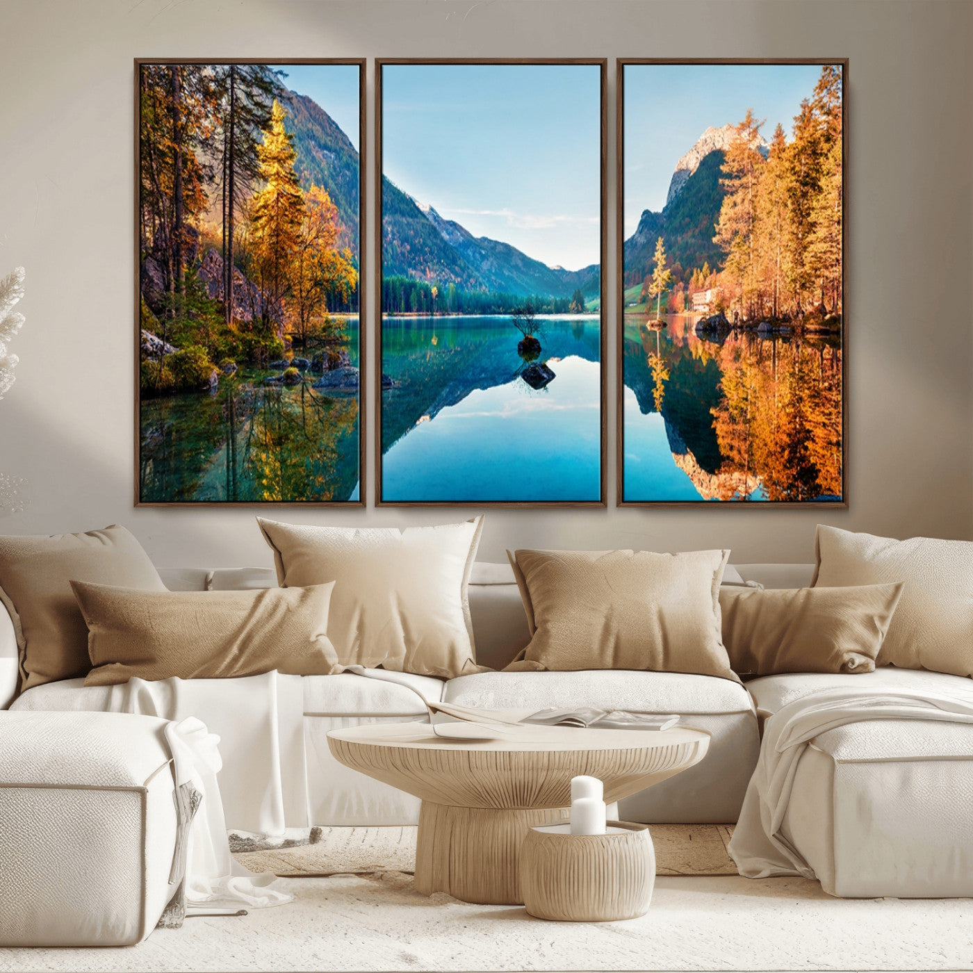 32962-MGV-CV-36X24-Mountain Lake Wall Art – Tranquil Autumn Landscape Canvas Print, Nature Reflection Decor for Living Room, Bedroom, Office or Cabin