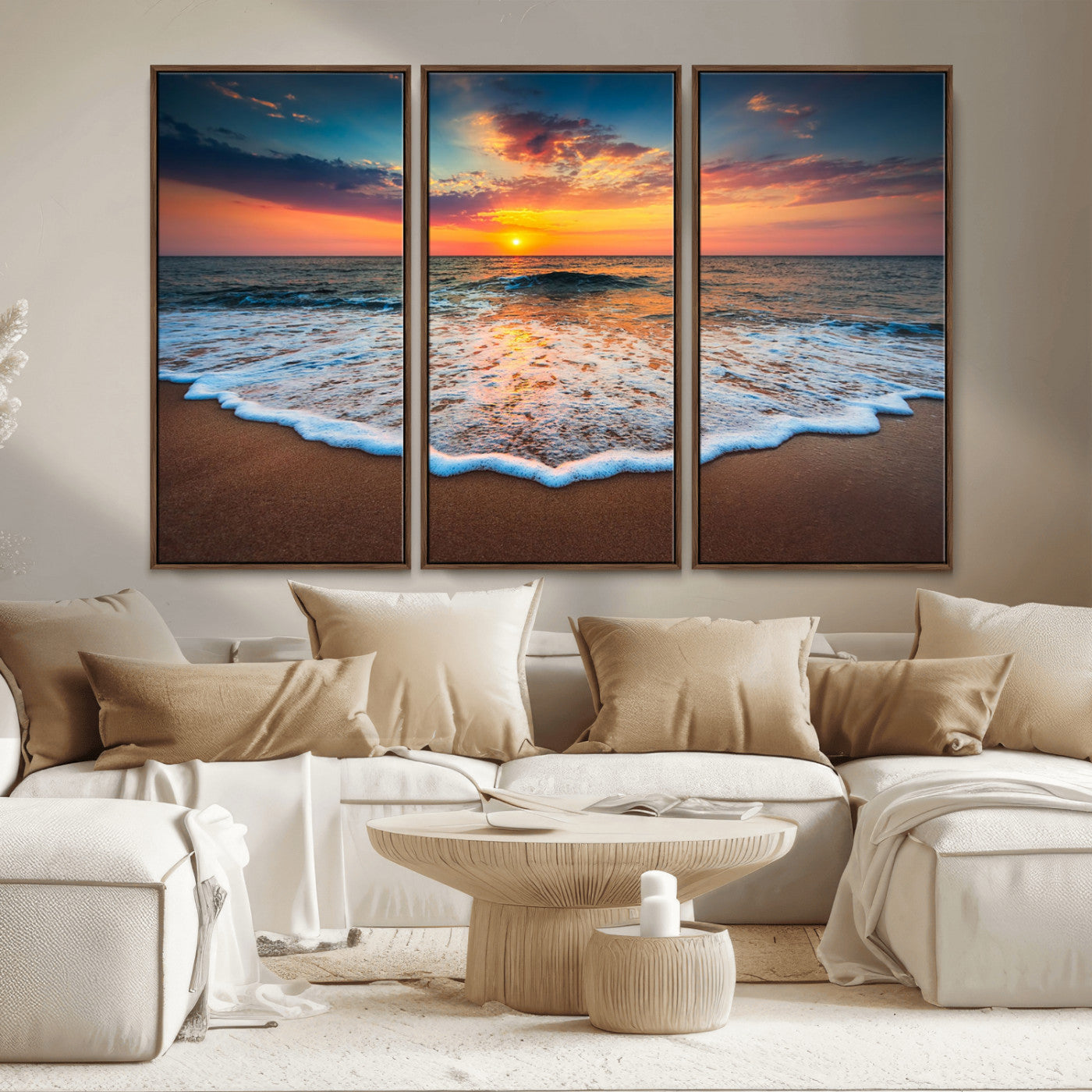 87032-MGV-CV-36X24-Ocean Sunset Wall Art – Stunning Beach Canvas Print with Vibrant Sky, Calm Waves, and Golden Horizon, Perfect Coastal Decor for