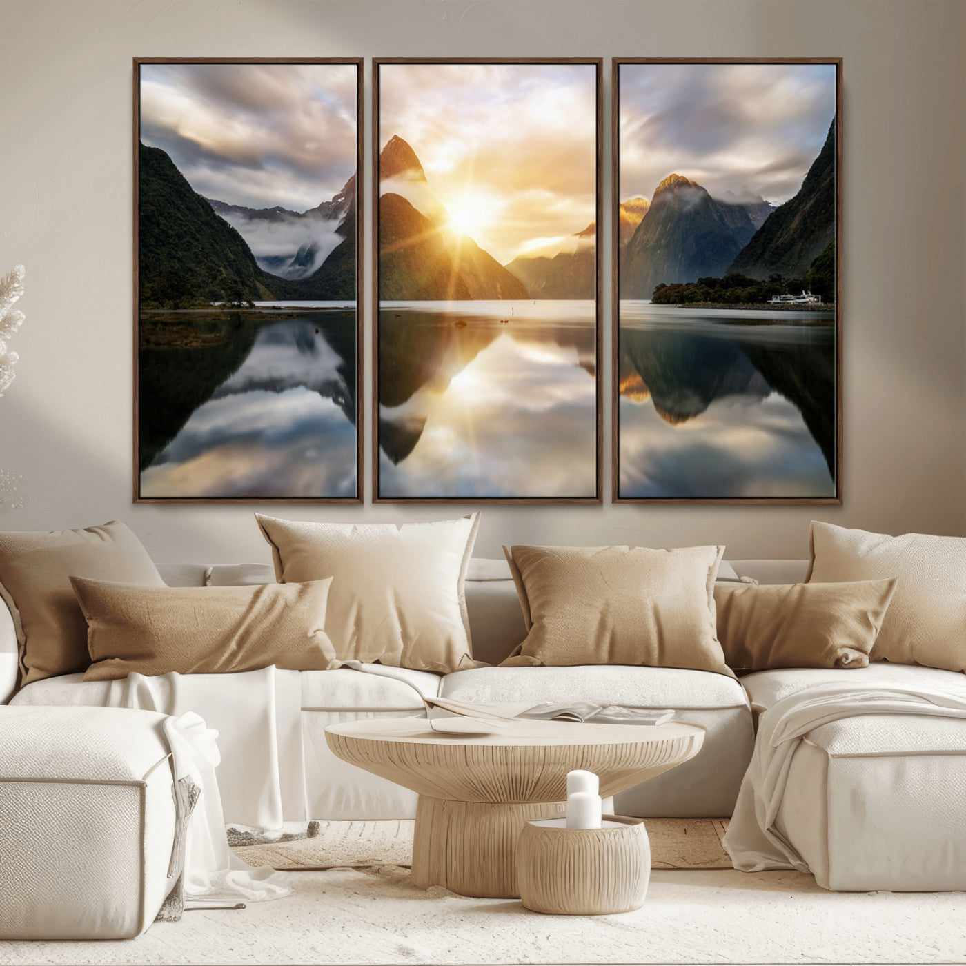 78842-MGV-CV-36X24-Sunrise Mountain Reflection Wall Art – Stunning Nature Landscape Canvas Print for Home, Office, Living Room or Relaxing Space