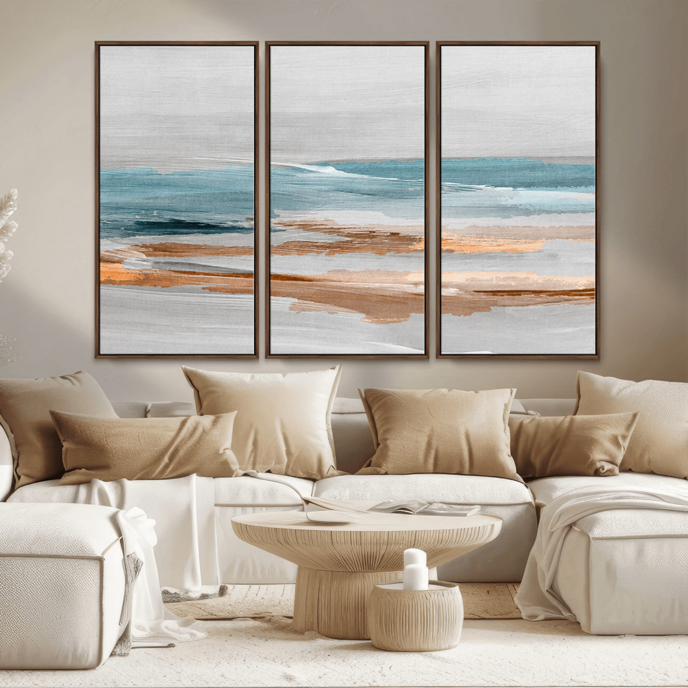 23430-MGV-CV-36X24-Abstract Coastal Wall Art – Modern Ocean Horizon Canvas Print, Minimalist Beach Scene Painting for Bedroom, Living Room, Office or