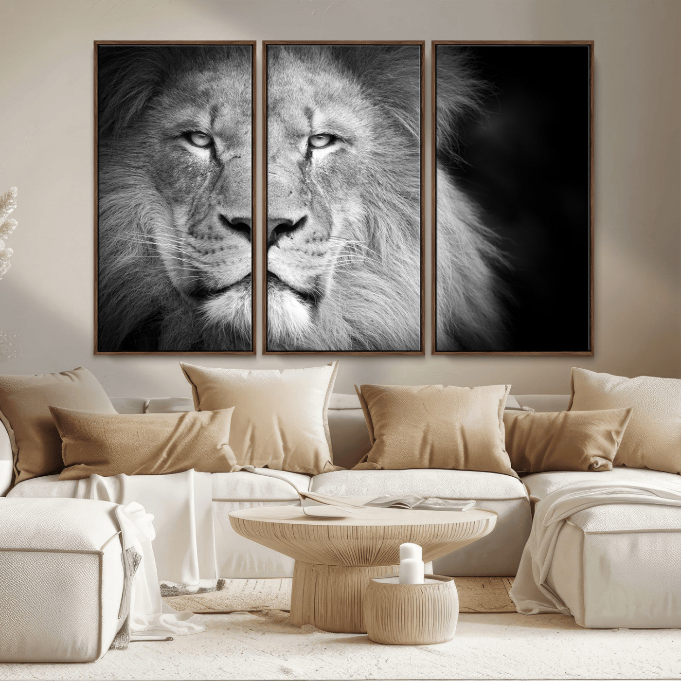 94453-MGV-CV-36X24-Lion Portrait Wall Art – Black and White King of the Jungle Canvas Print, Safari Wildlife Decor for Office, Bedroom, or Living