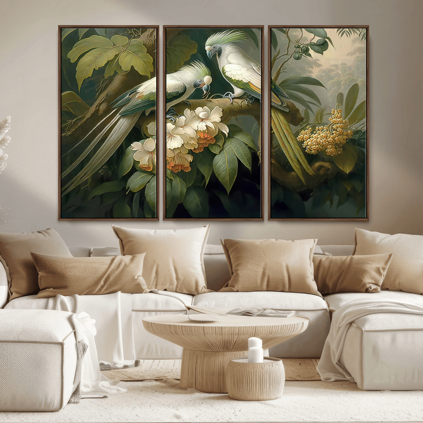 84047-MGV-CV-36X24-Tropical Birds Wall Art – Elegant Botanical Canvas Print, Exotic Nature Decor for Living Room, Bedroom or Office