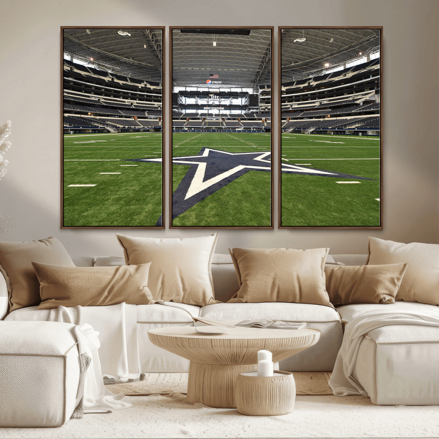 14834-MGV-CV-36X24-Dallas Att Stadium Wall Art Canvas Print, Framed Texas NFL Stadium Art Picture Print, American Football Stadium Perfect Sports