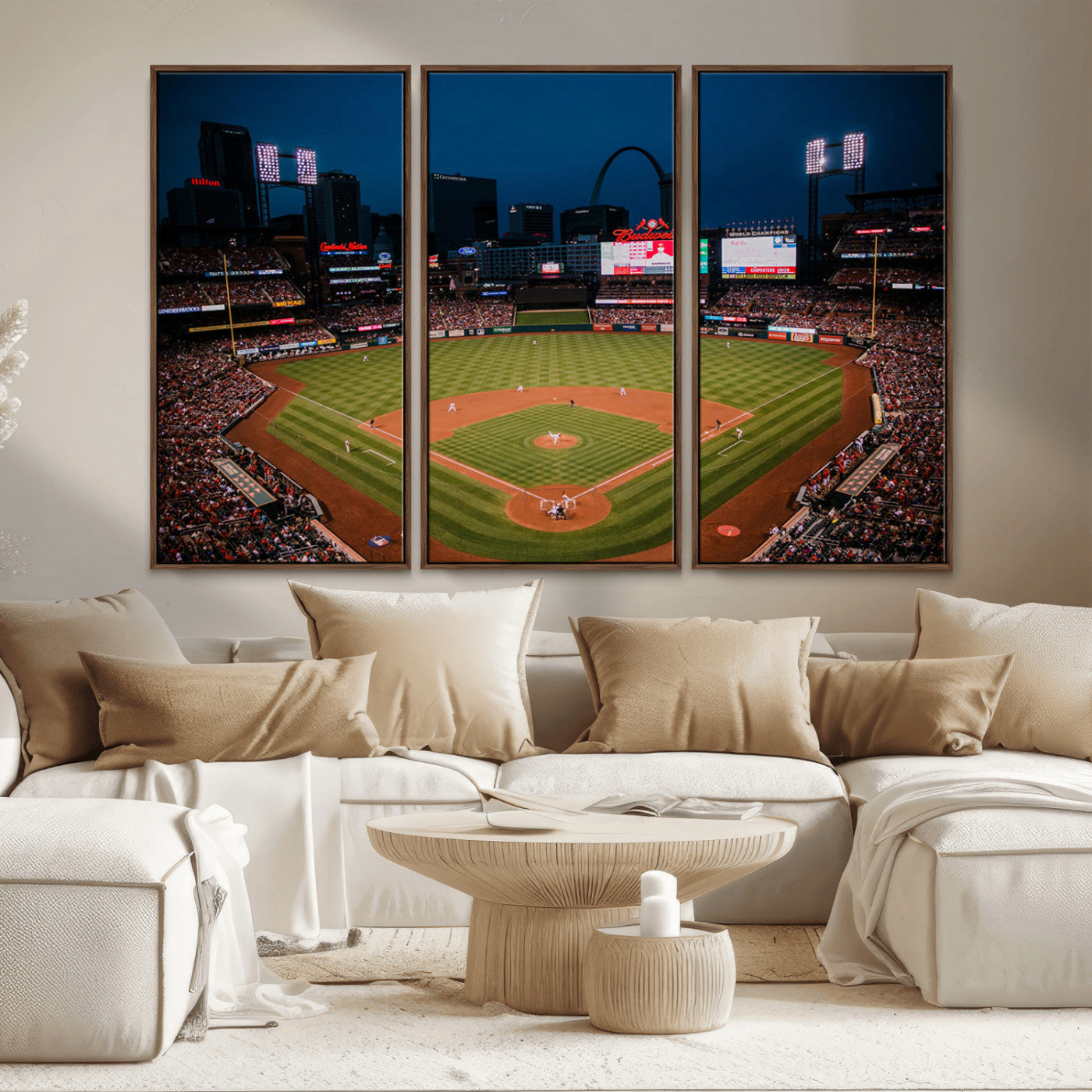 38612-MGV-CV-36X24-Busch Stadium Wall Art Canvas Print, Framed Missouri Stadium Art Picture Print, Busch Stadium Field Perfect Sports Room Decor