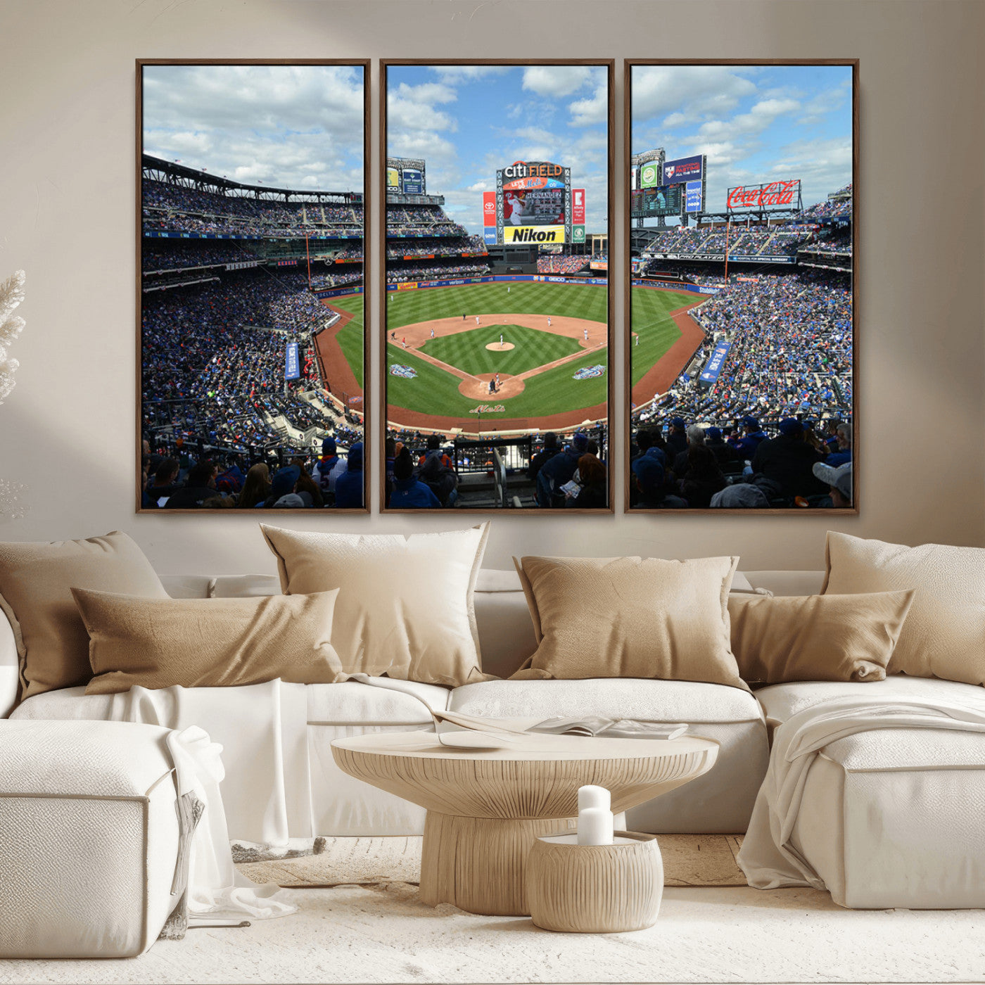 22910-MGV-CV-36X24-City Field Stadium Wall Art Canvas Print, Framed New York Stadium Art Picture Print, City Field Perfect Sport Room Decor Artwork