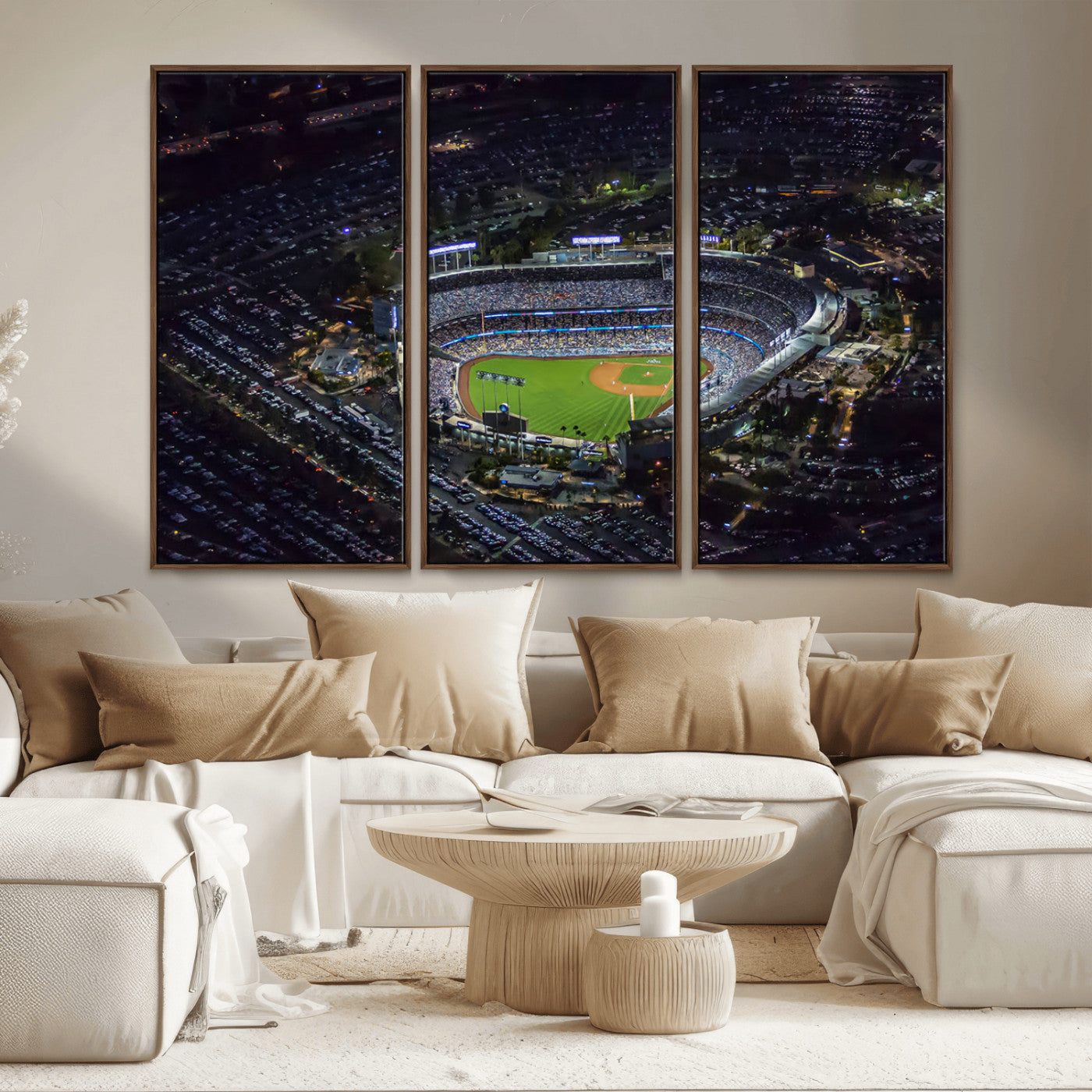 16515-MGV-CV-36X24-Dodgers Stadium Wall Art Canvas Print, Framed Baseball Stadium Art Picture Print, Dodgers Field Perfect Sport Room Decor Artwork