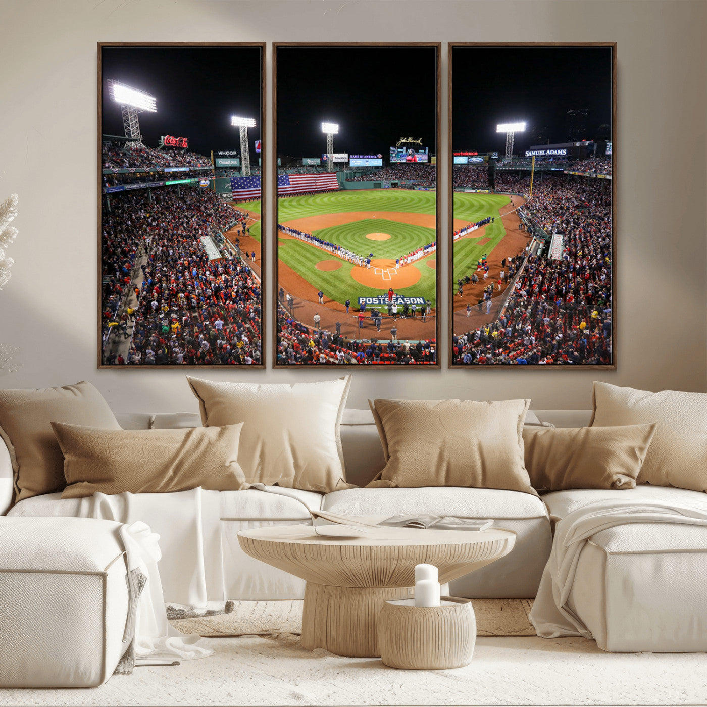 47365-MGV-CV-36X24-Fenway Park Stadium Wall Art Canvas Print, Framed Boston Baseball Stadium Art Picture Print, MLB Stadium Field Perfect Sport Room