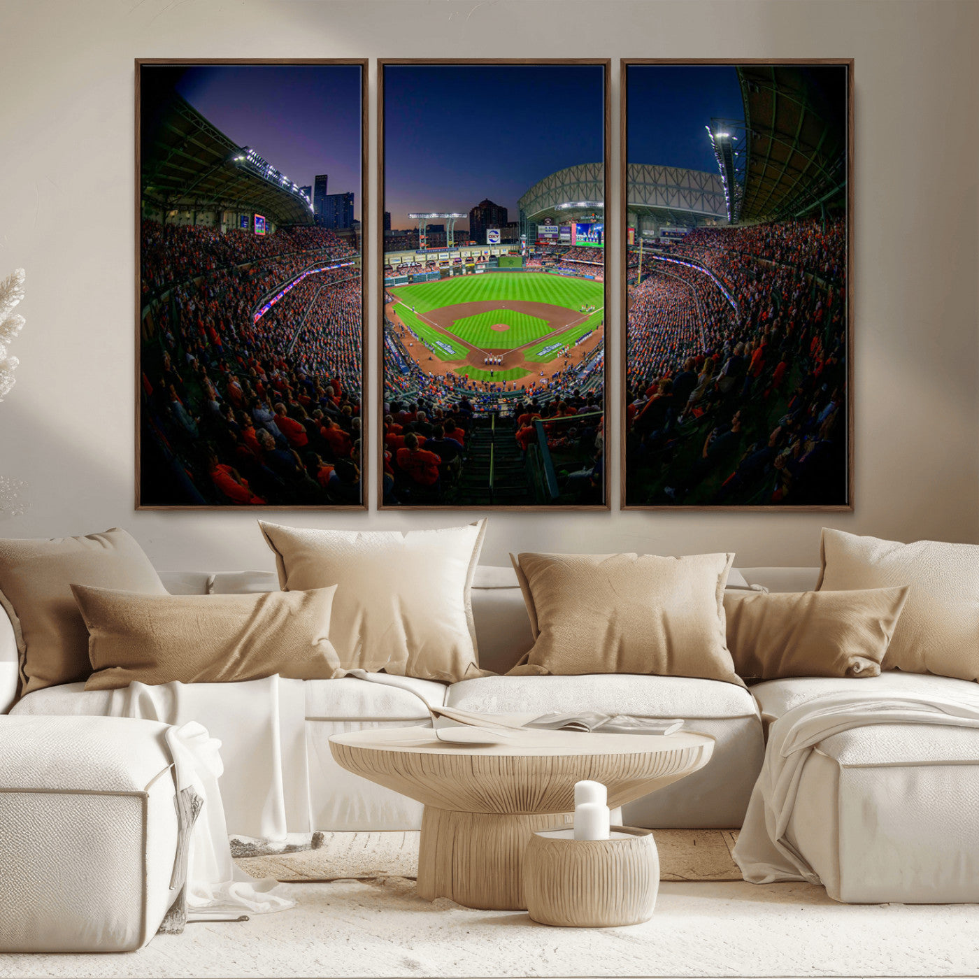 44322-MGV-CV-36X24-Minute Maid Park Wall Art Canvas Print, Framed Houston Astros Stadium Art Picture Print, Houston Astros Field Perfect Sports Room