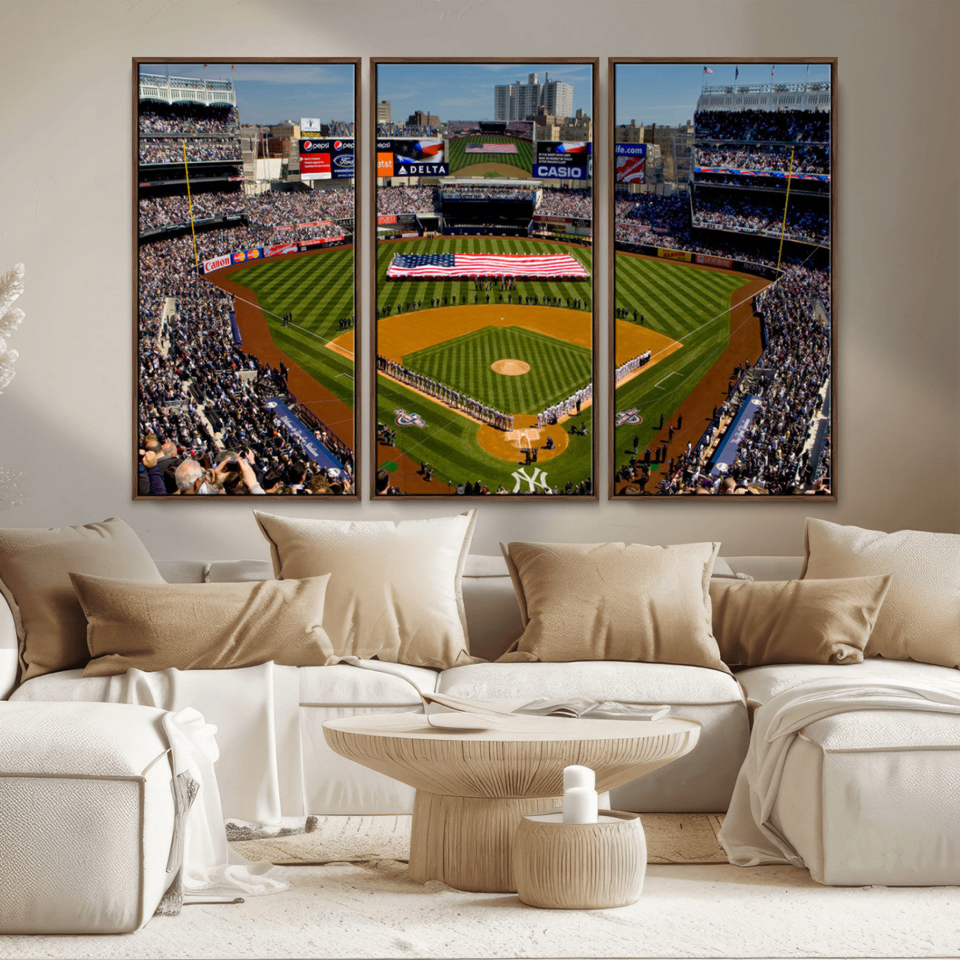 20879-MGV-CV-36X24-Yankee Stadium Wall Art Canvas Print, Framed New York Stadium Art Picture Print, Yankee Field Perfect Sport Room Decor Artwork