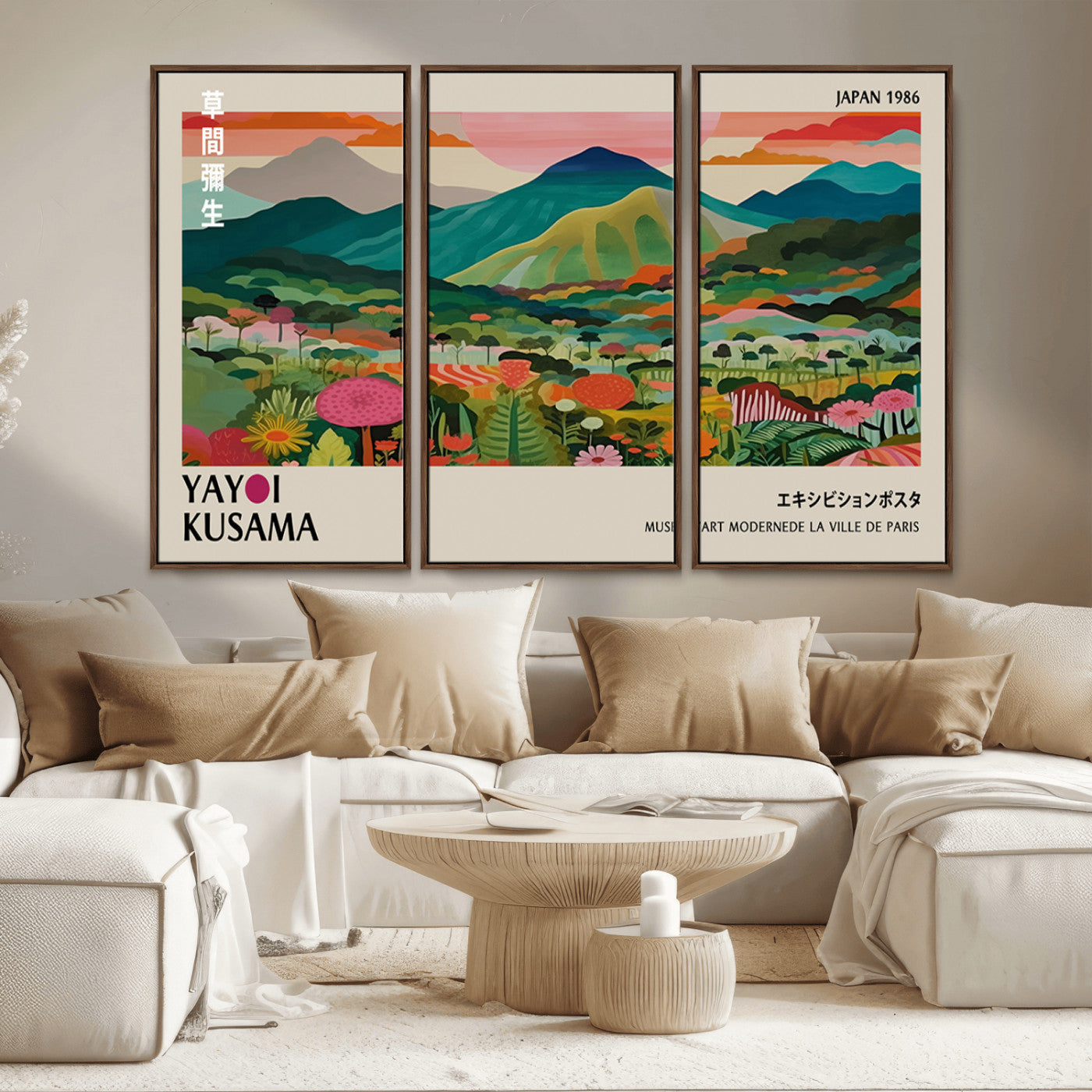 54215-MGV-CV-36X24-Yayoi Kusama Wall Art – Panoramic Japanese Landscape Canvas Print, Modern Abstract Nature Decor for Office, Bedroom or Living Room