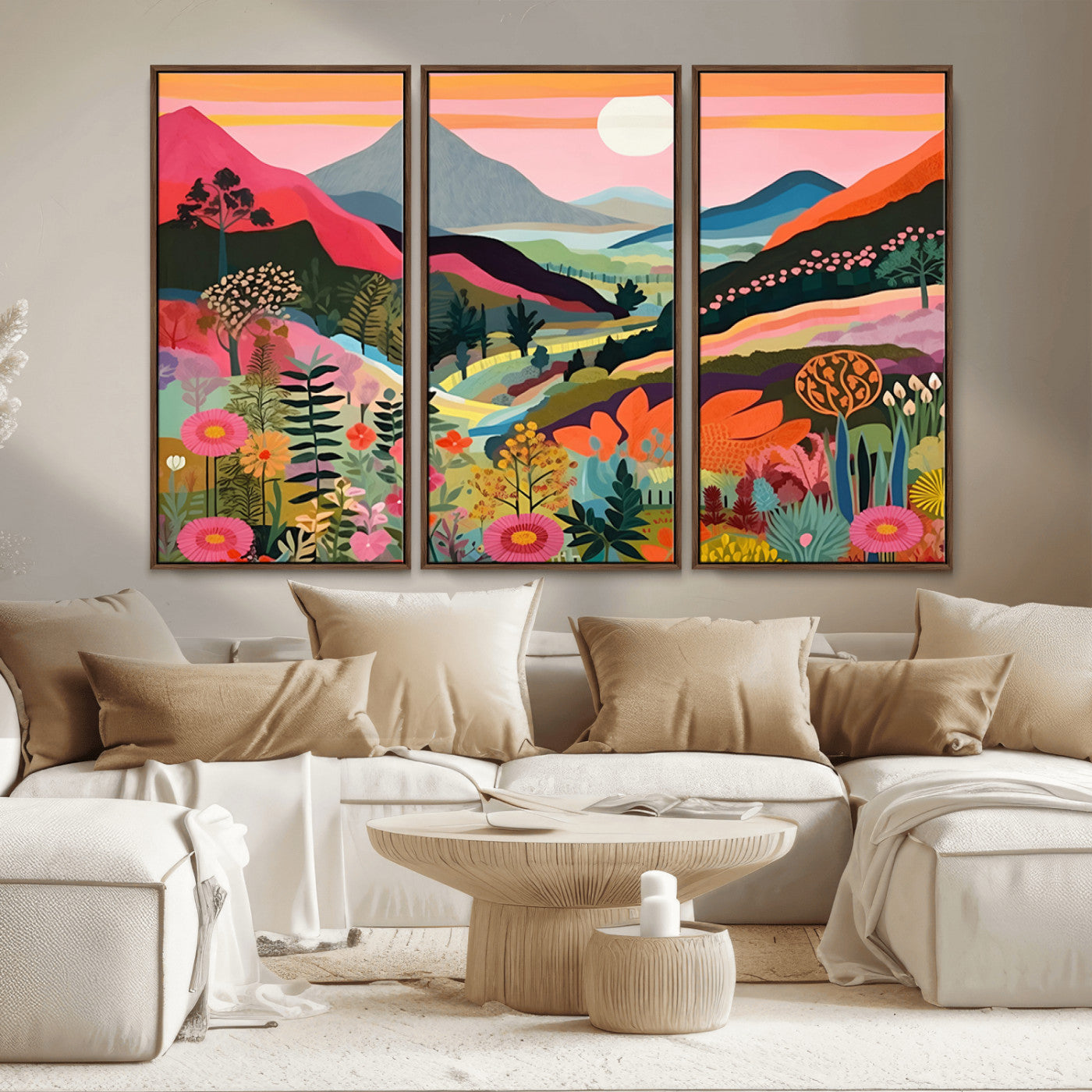 61376-MGV-CV-36X24-Floral Valley Wall Art – Panoramic Mountain Landscape Canvas Print, Vibrant Nature Decor for Living Room, Office, or Bedroom